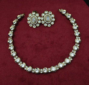 Mossinate Diamond Kundan Necklace Single Layer - Aloro Jewels