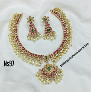 Gold Plated Indian Kundan Necklaces - Aloro Jewels