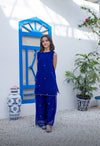 Electric Blue Chiffon Cordset
Sequins Embroidery on Shirt and Plazo
- Sania Khan