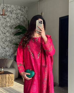Sequin Embroidered 3 Piece Cotton Suit – Aabroo