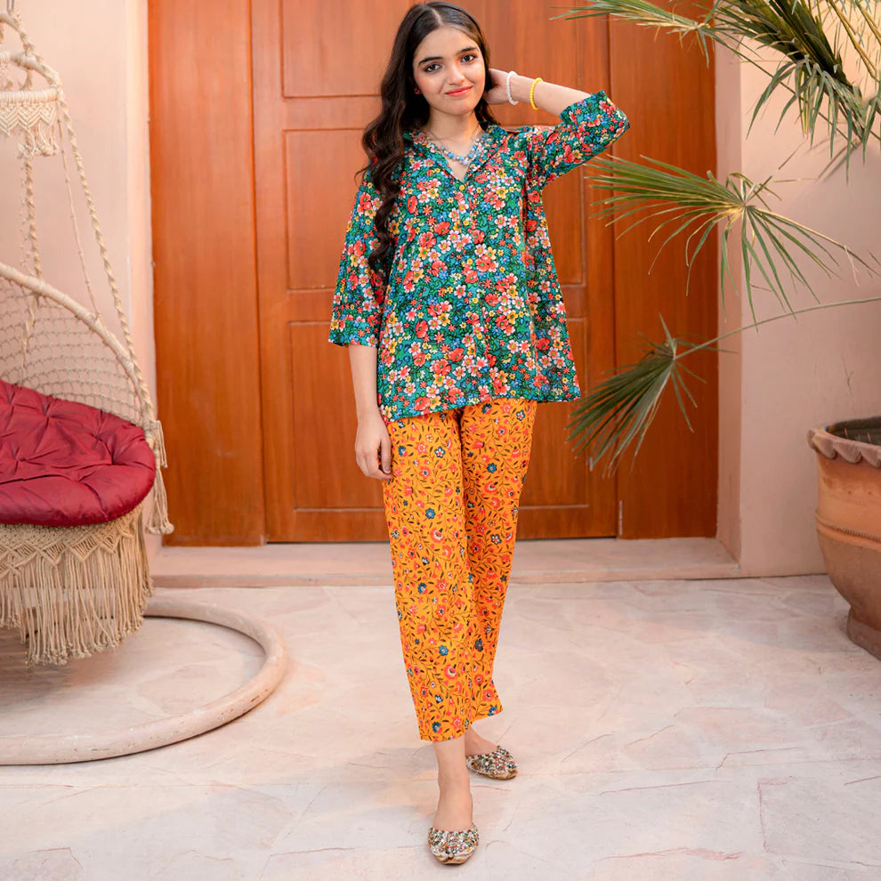 Printed 2-Piece Suit - Amber - Rangooz