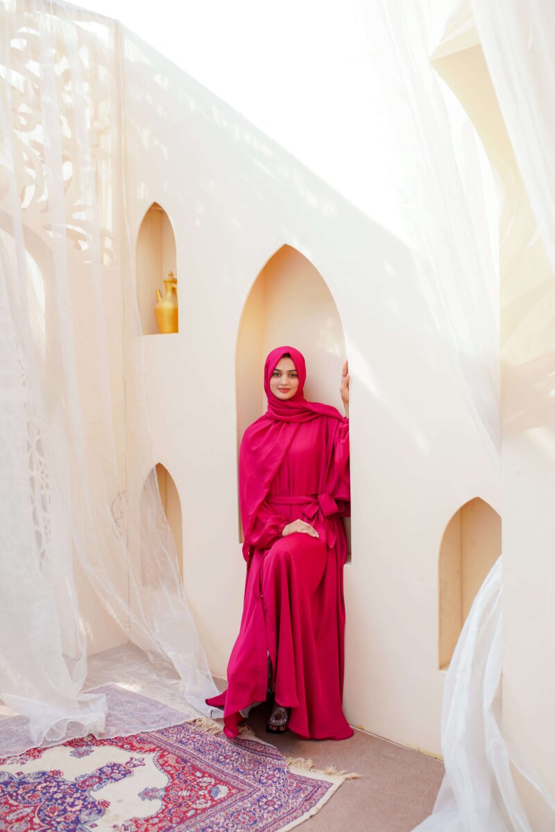 Hot Pink Flared Abaya - La Khilaba