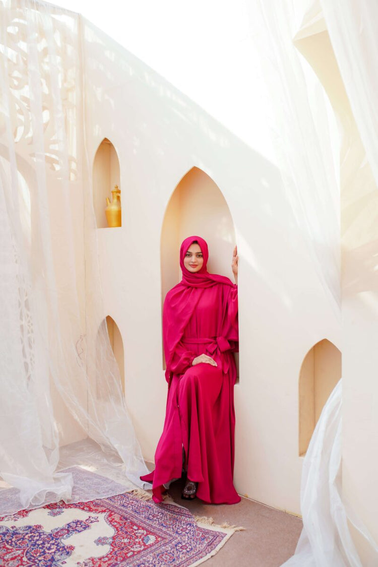 Hot Pink Flared Abaya - La Khilaba