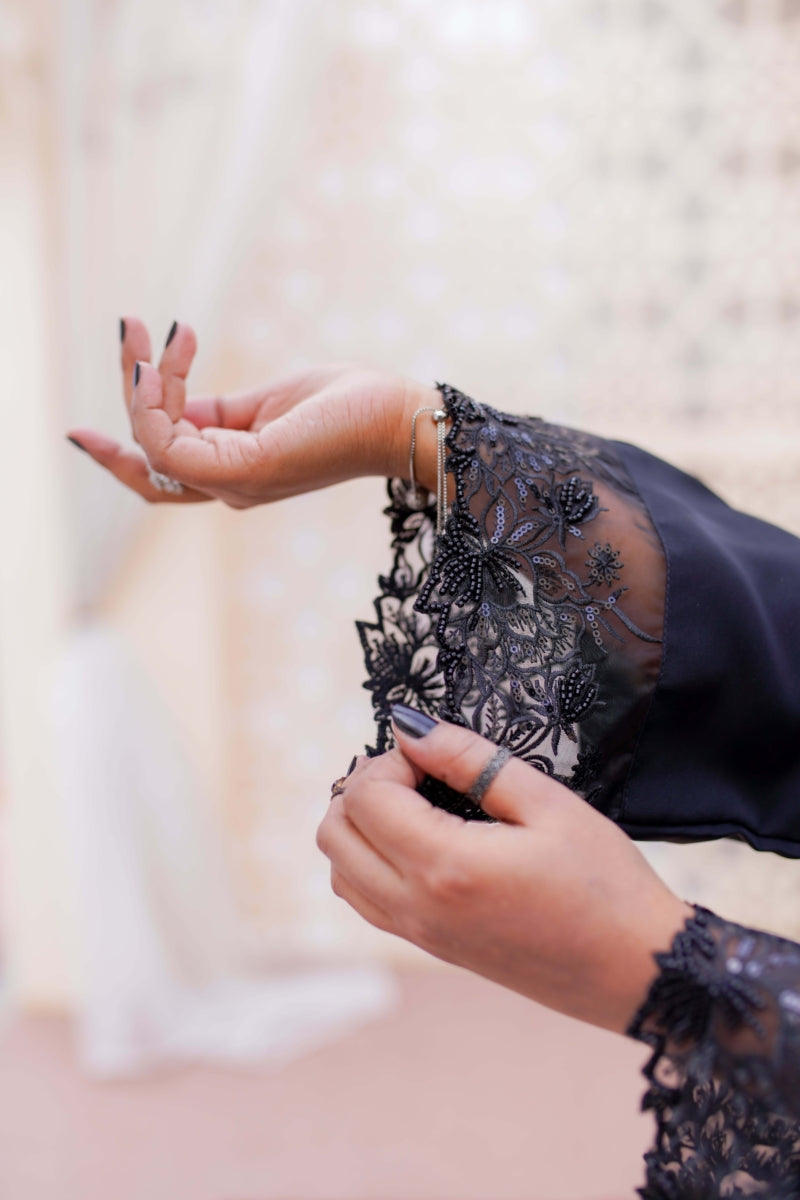Black Embellished Sleeves- La Khilaba
