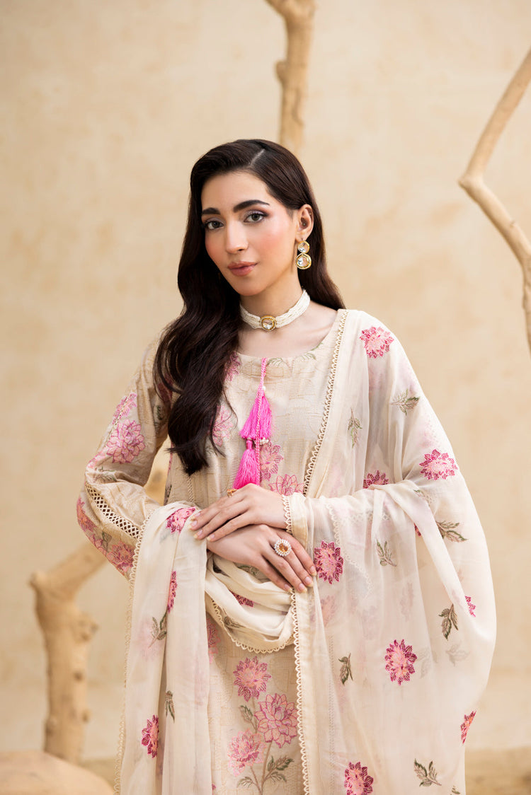 Skin Beige 3-Pc's Embroidered Ready to Wear - Threads & Weaves
