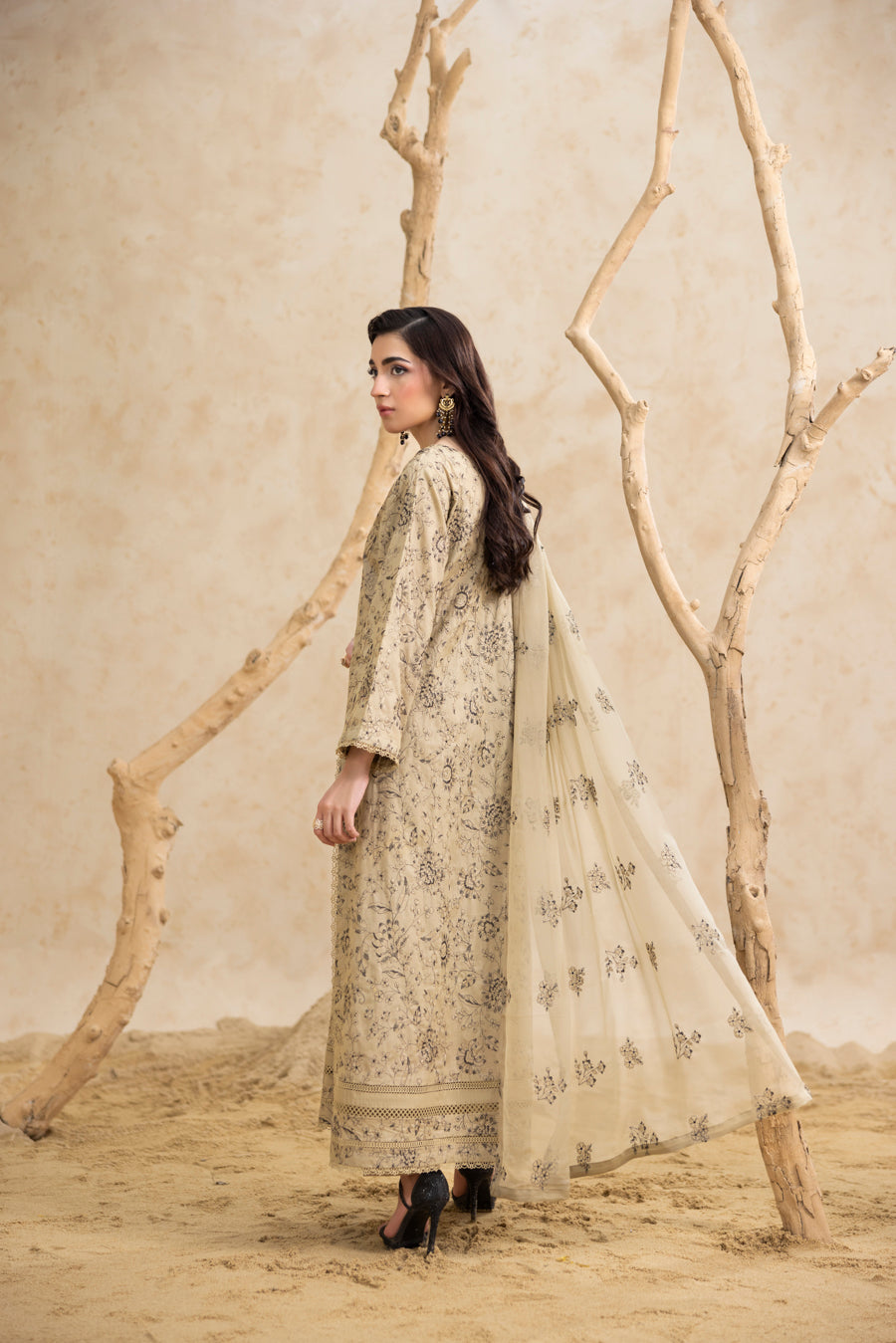 Sapphire Sand 3-Pc's Embroidered Ready to Wear - Threads & Weaves