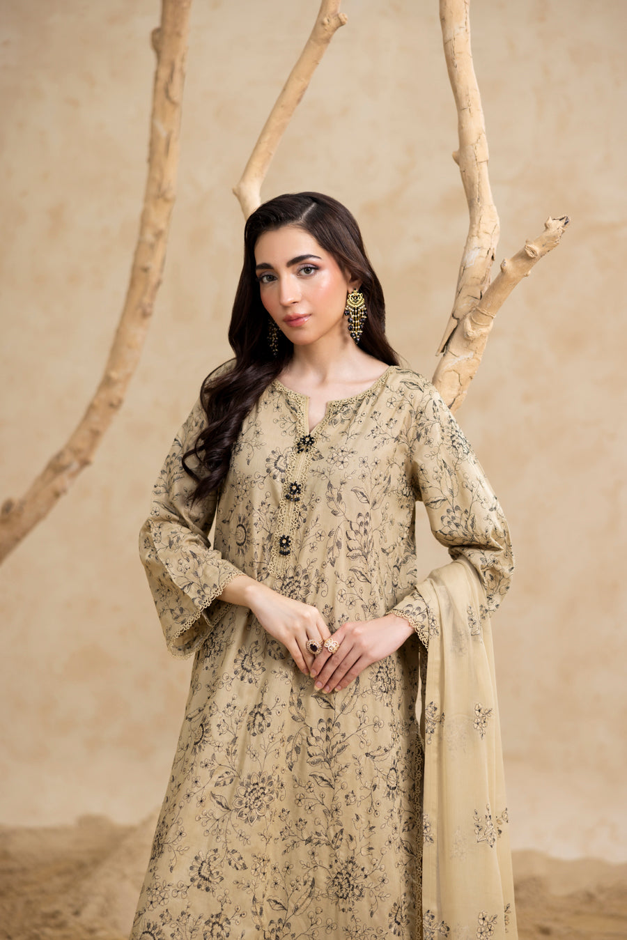 Sapphire Sand 3-Pc's Embroidered Ready to Wear - Threads & Weaves