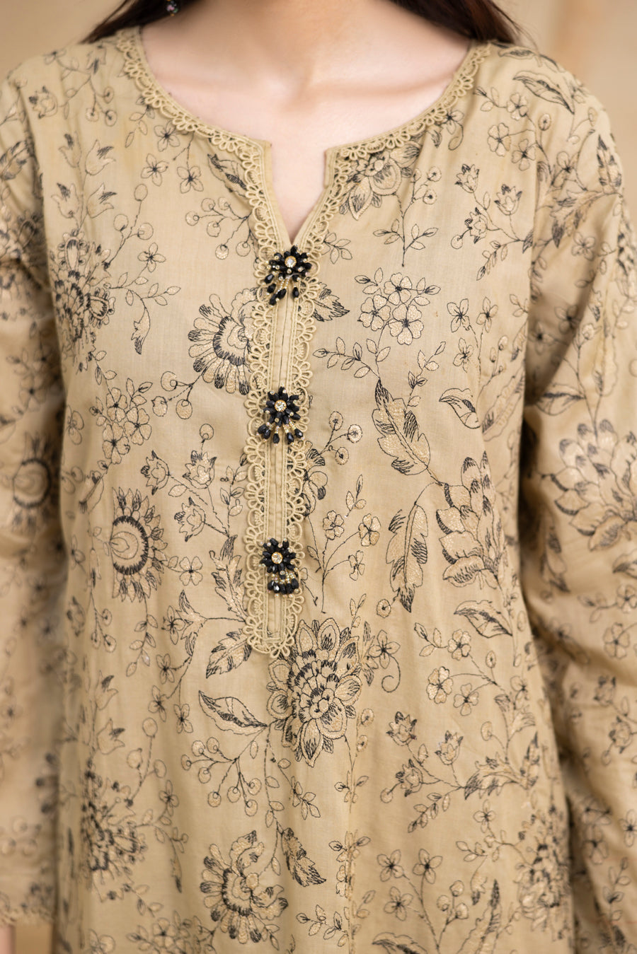 Sapphire Sand 3-Pc's Embroidered Ready to Wear - Threads & Weaves