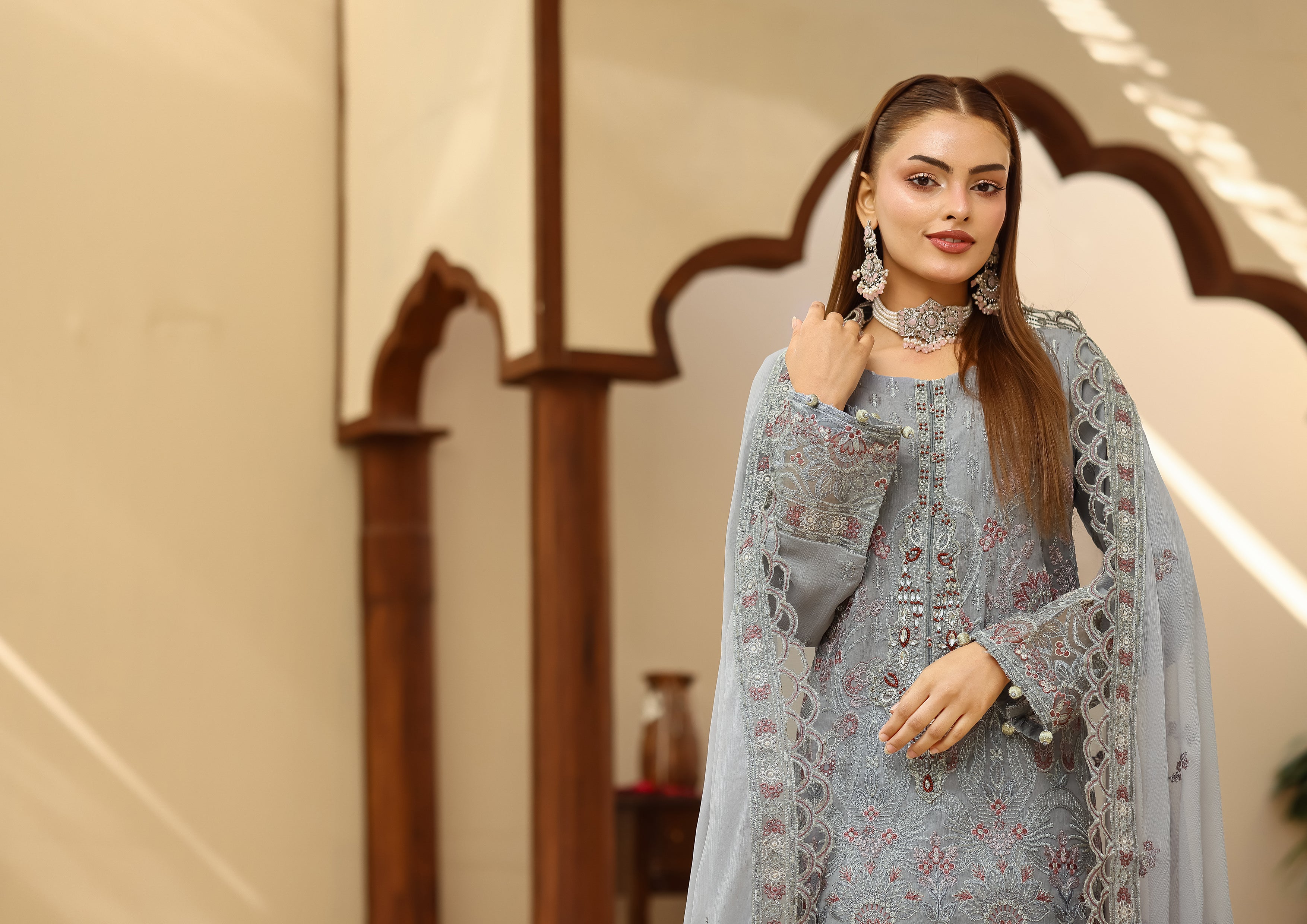 Usha BN-1023 - 3 Piece Stitched Fancy Heavy Embroidered - Bint-e-Noor