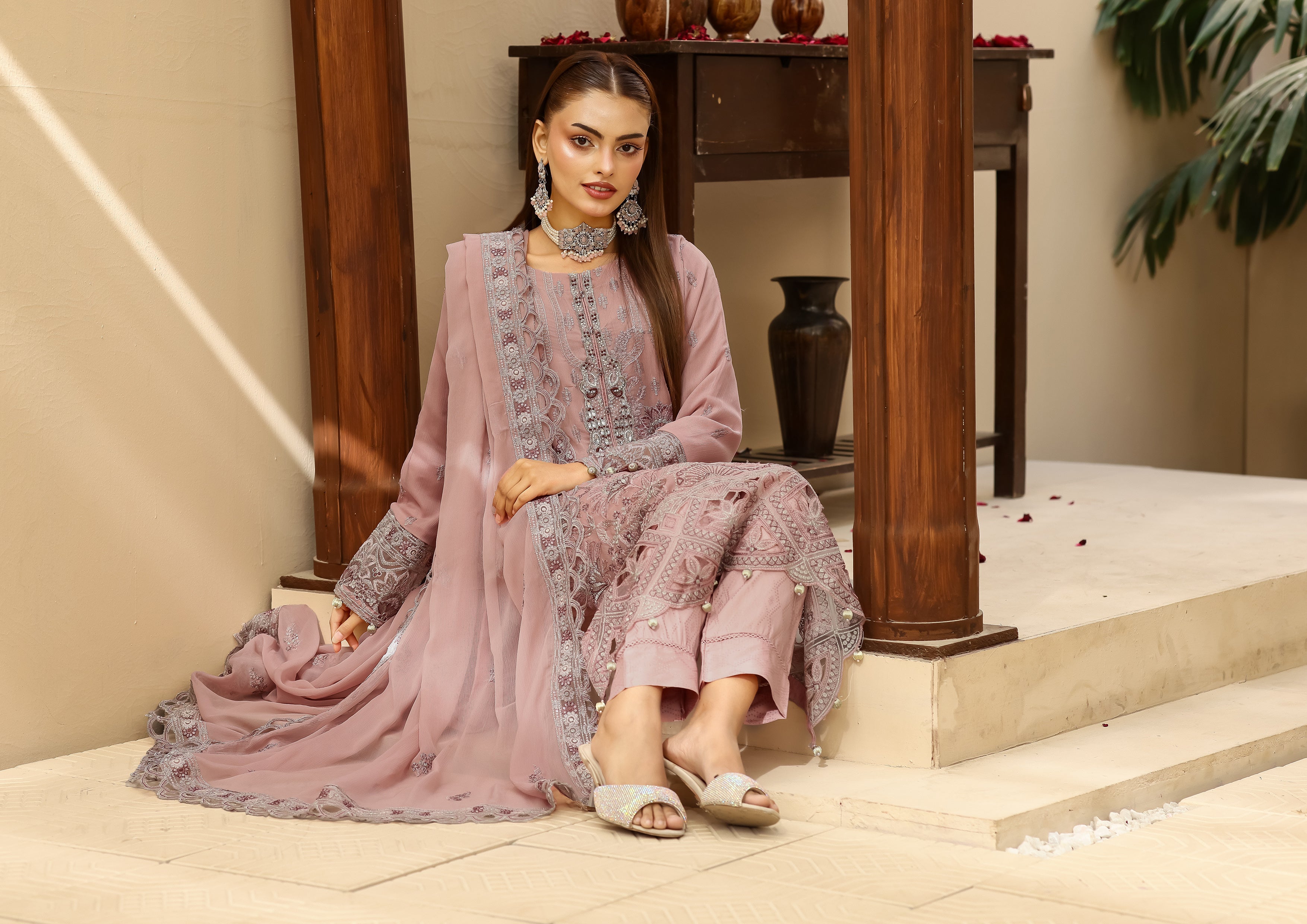 Usha BN-1025 - 3 Piece Stitched Fancy Heavy Embroidered - Bint-e-Noor