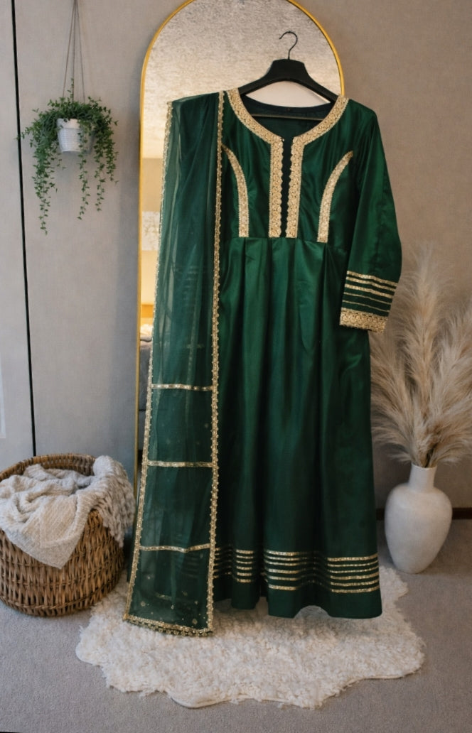 Emerald Green Party Wear Dress - RA Fashion