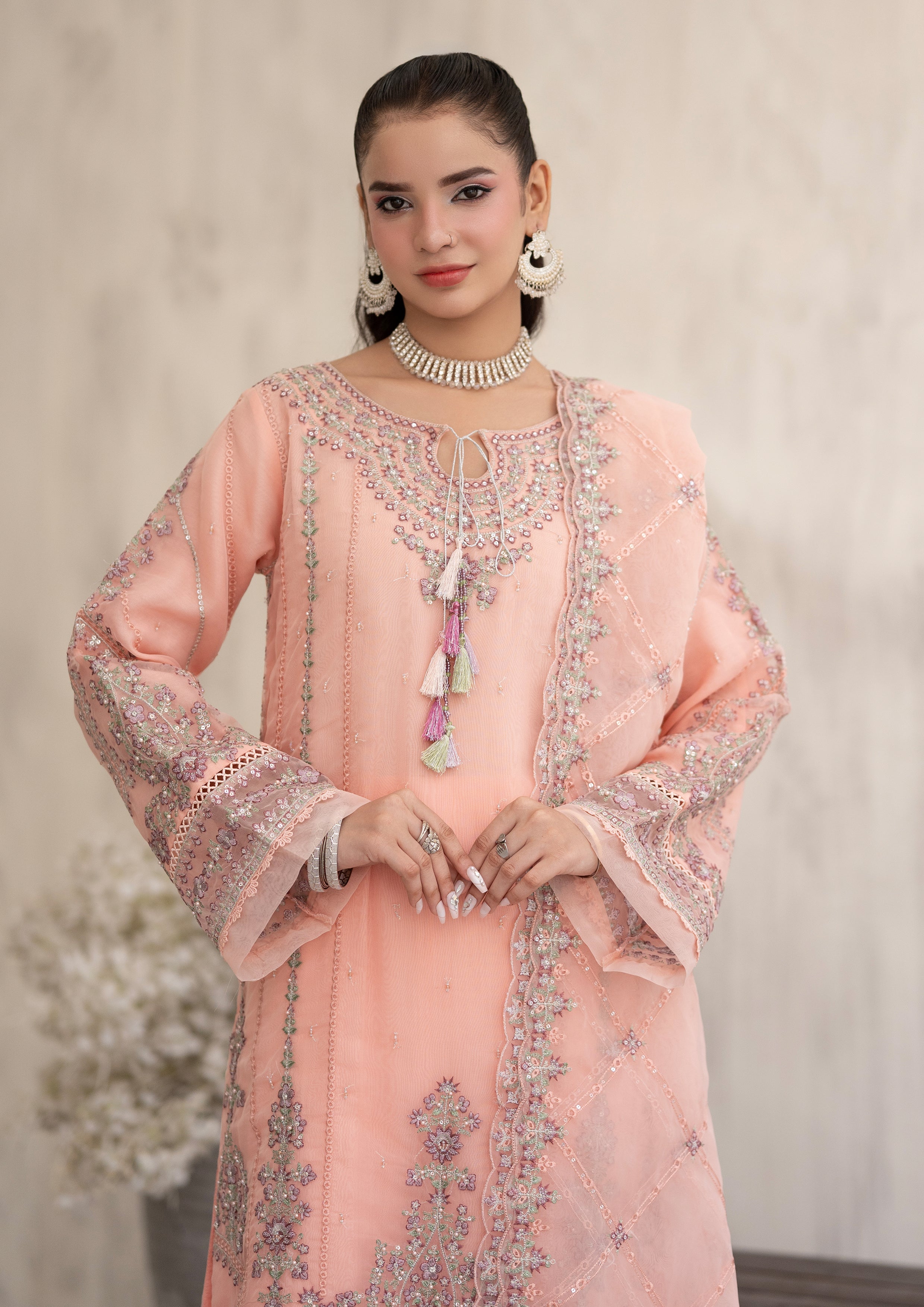 Farhin BN-1087 - 3 Piece Stitched Fancy Heavy Embroidered - Bint-e-Noor