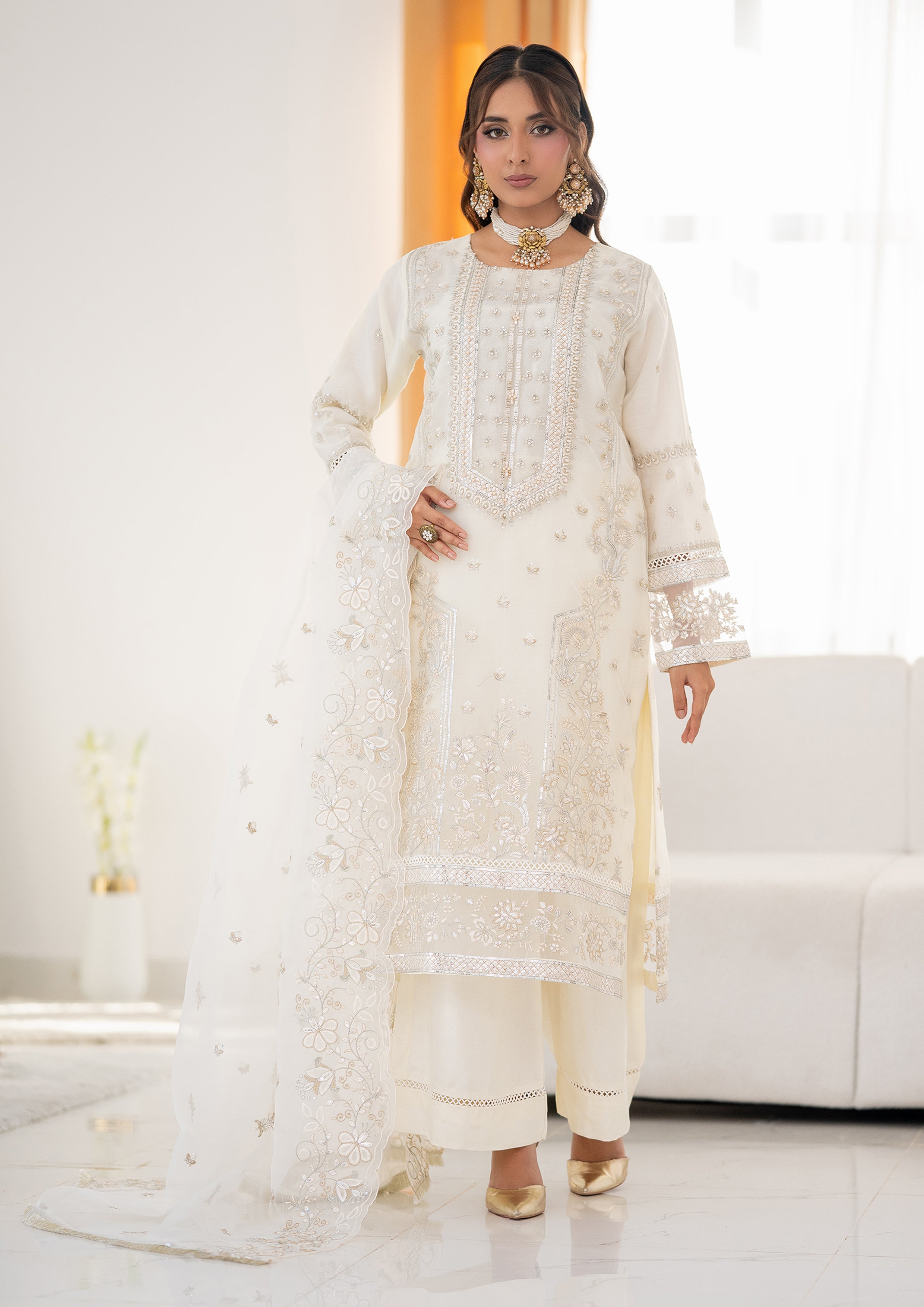 Aishal BN-1128 - 3 Piece Stitched Fancy Heavy Embroidered - Bint-e-Noor