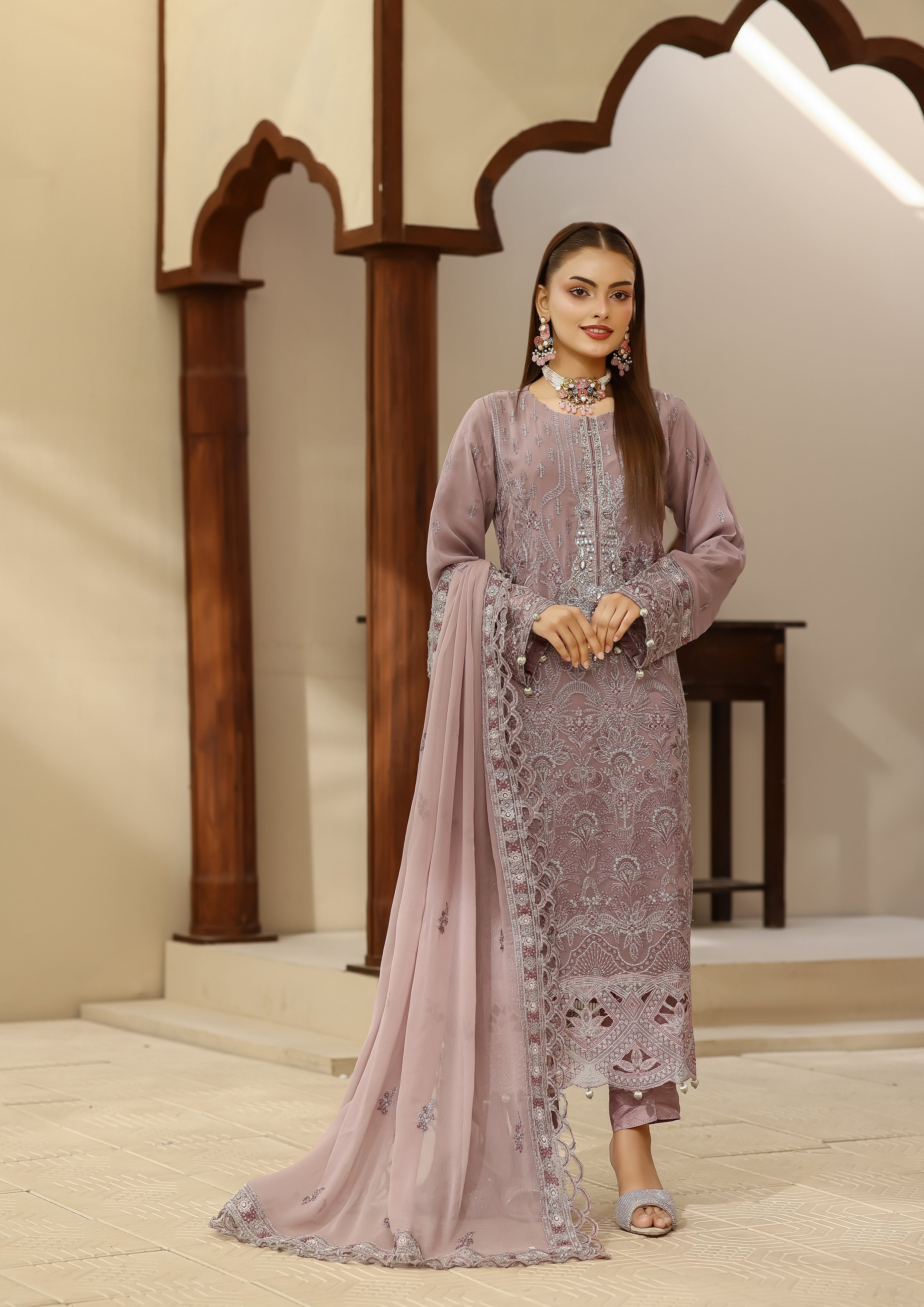 Usha BN-1021 - 3 Piece Stitched Fancy Heavy Embroidered - Bint-e-Noor
