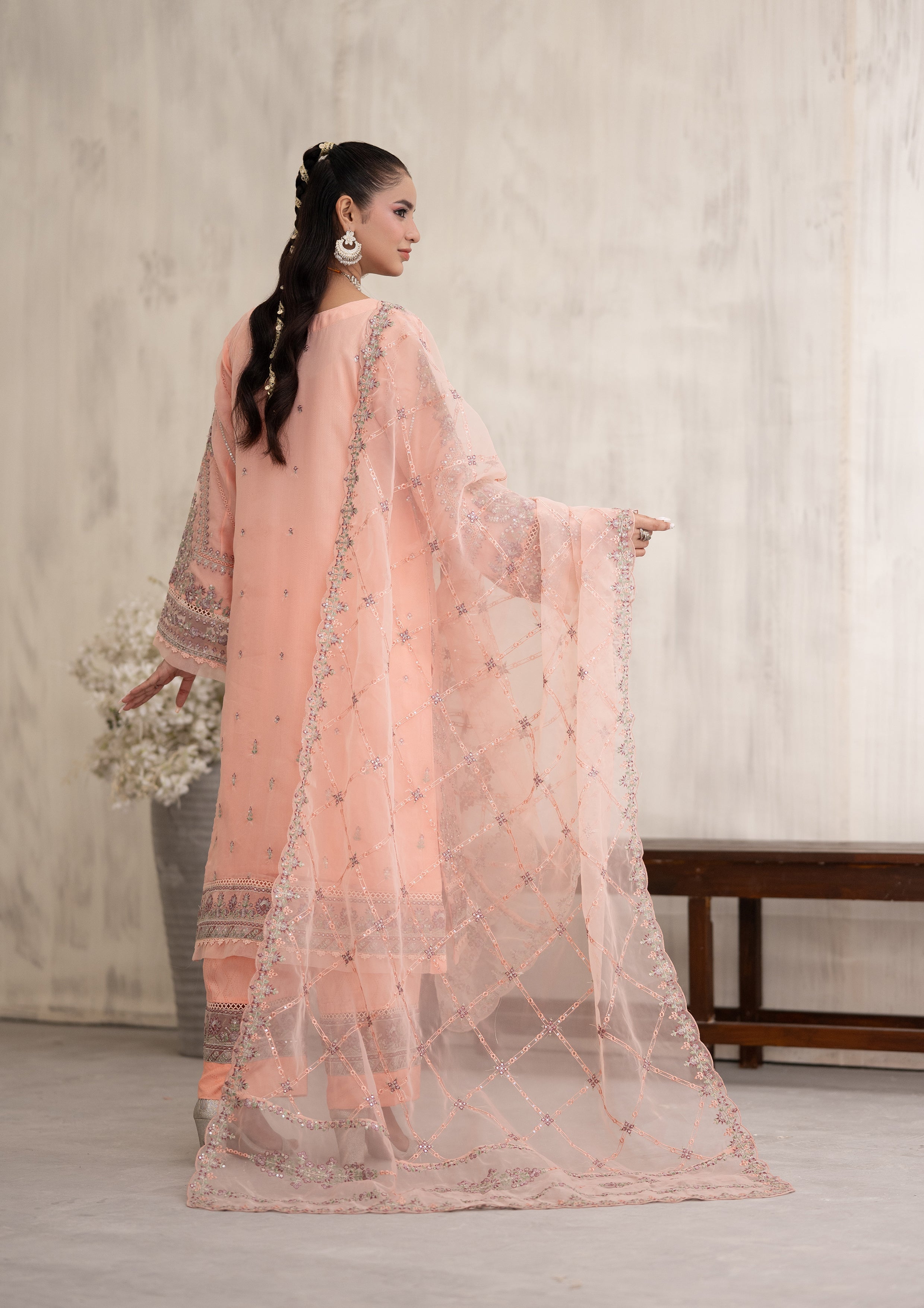 Farhin BN-1087 - 3 Piece Stitched Fancy Heavy Embroidered - Bint-e-Noor
