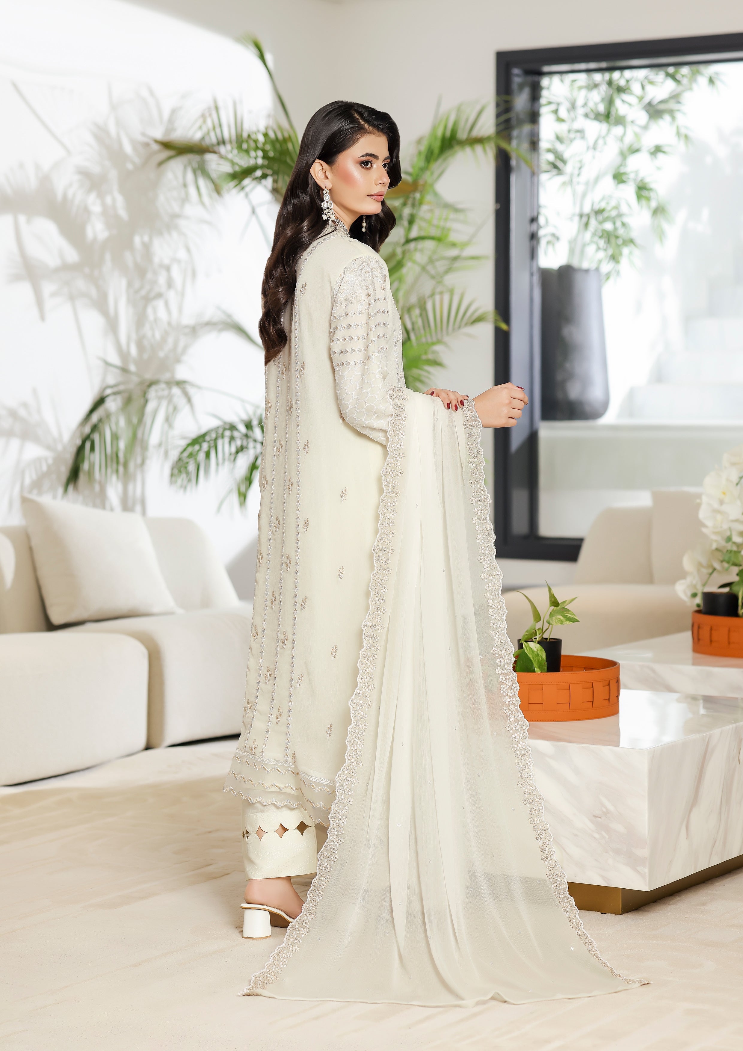 Daania BN-1056 - 3 Piece Semi-Stitched Fancy Heavy Embroidered - Bint-e-Noor