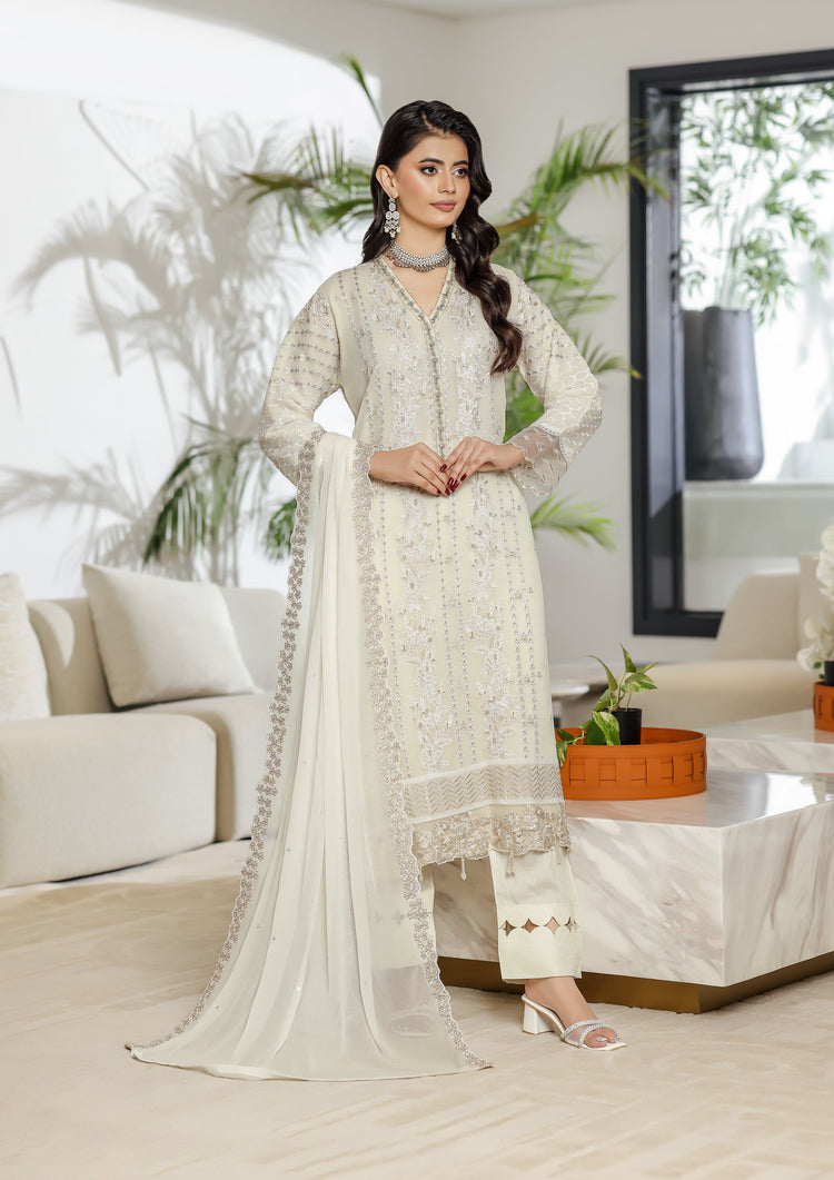 Daania BN-1056 - 3 Piece Semi-Stitched Fancy Heavy Embroidered - Bint-e-Noor