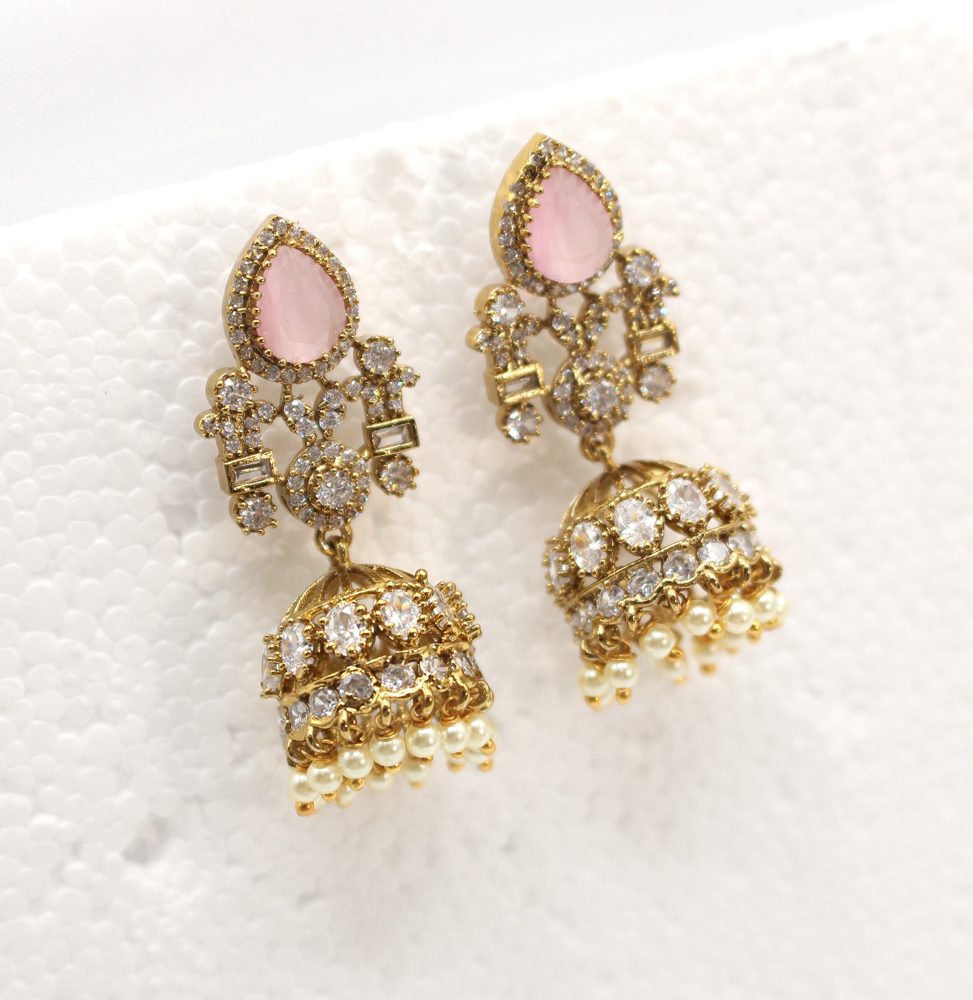 Mossinate Diamond Jhumki - Aloro Jewels