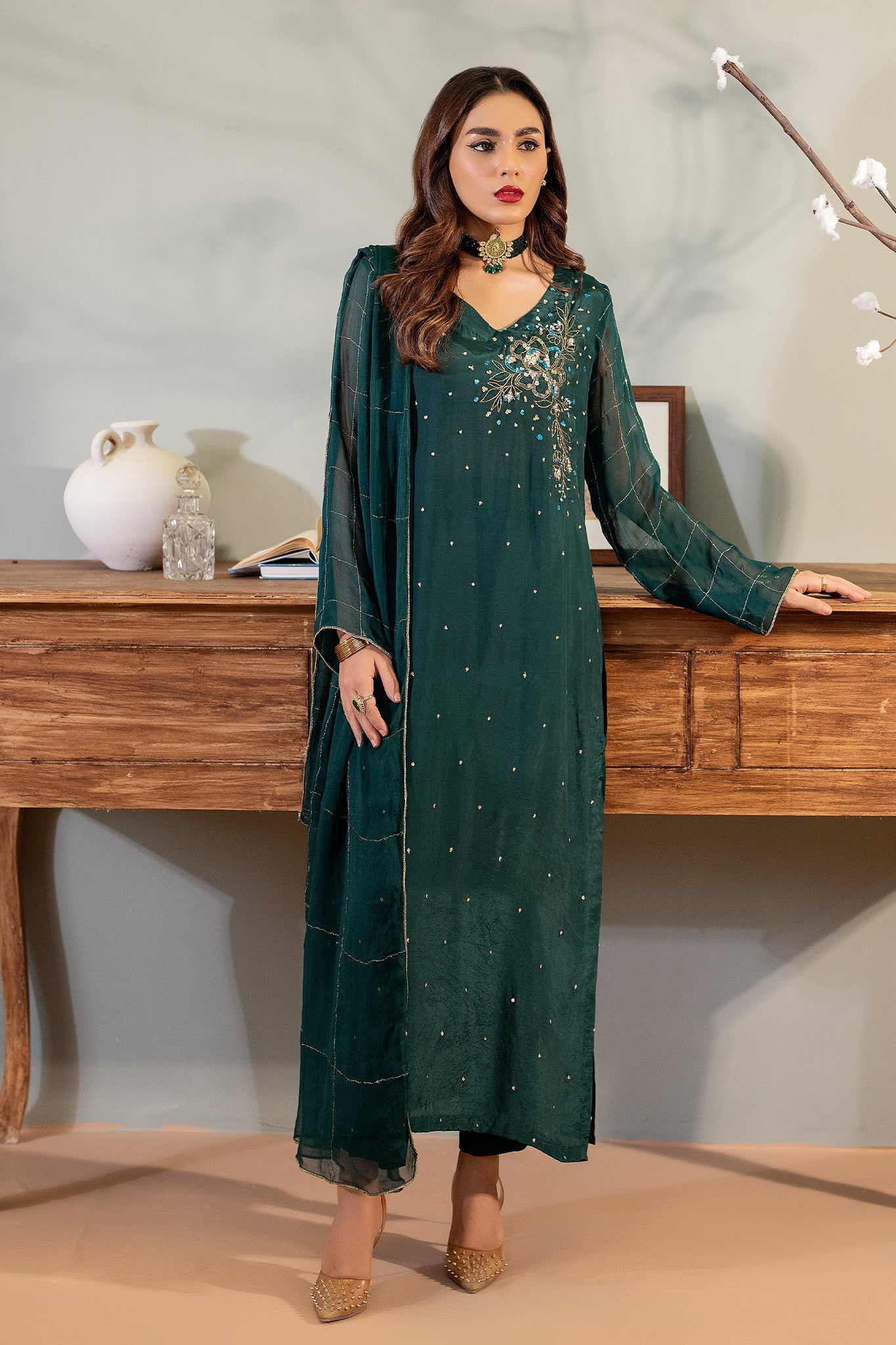 EST-007 NIMROZ - (Stitched 3 Piece) - SYAH