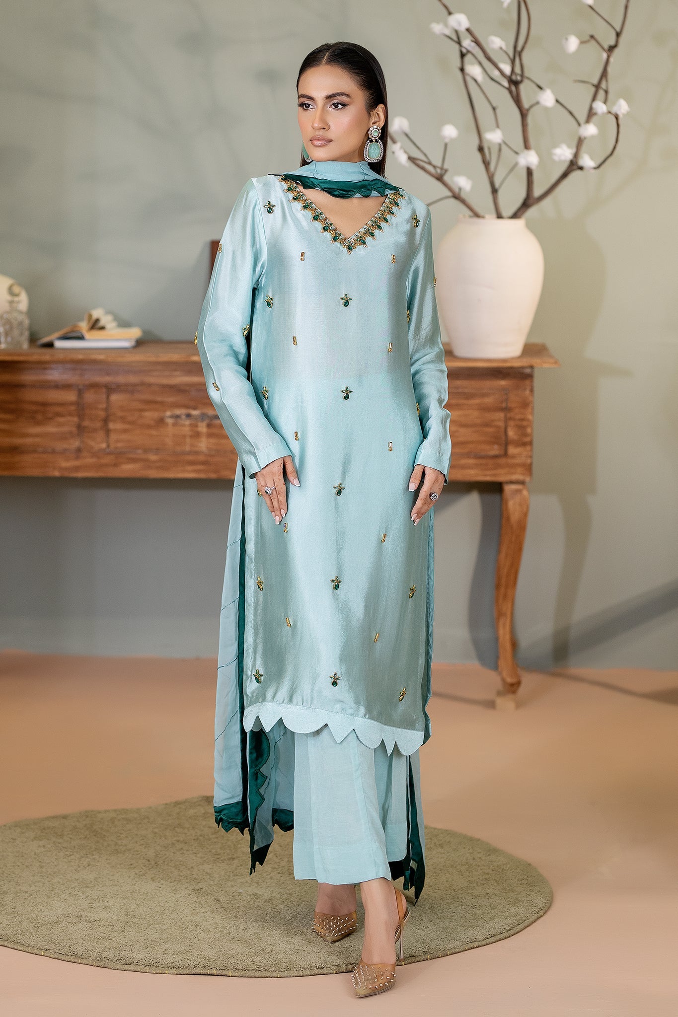 EST-014 ZAMURQ - (Stitched 3 Piece) - SYAH
