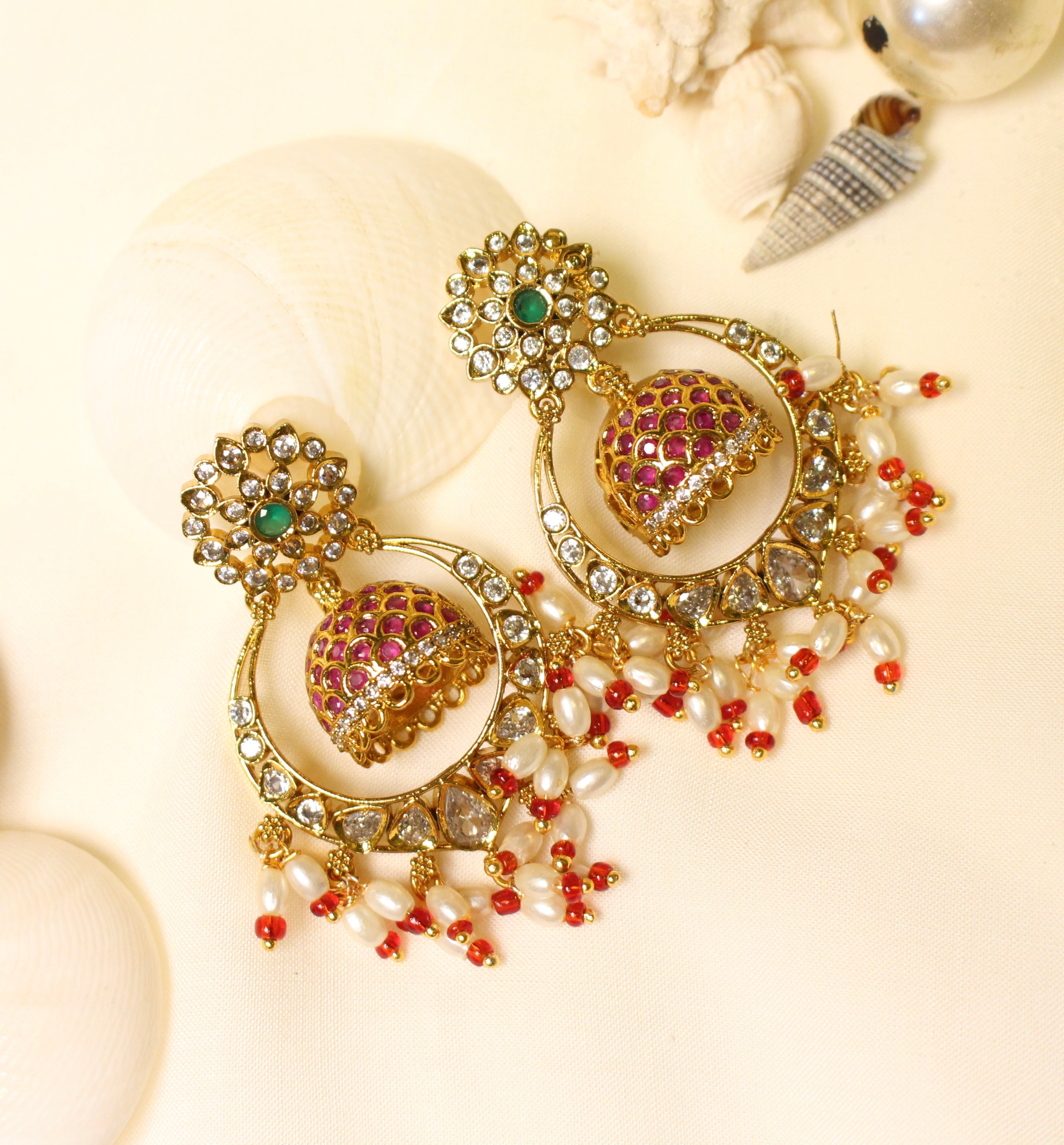 Kundan Handmade Chandbali - Aloro Jewels