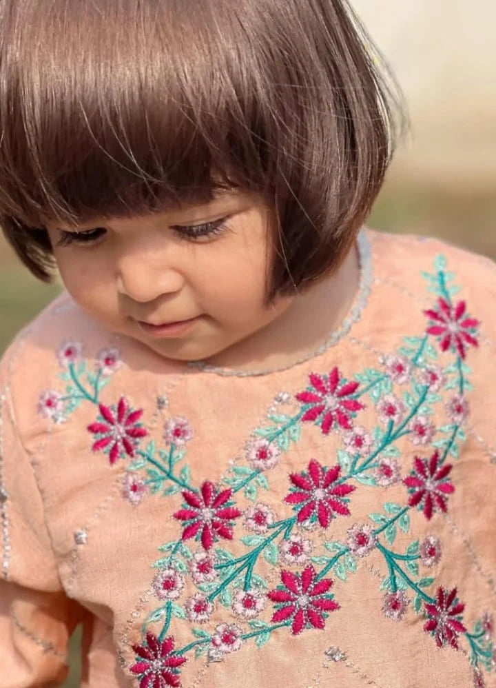 Girls Raw Silk 2Pcs Delicate-Peach - Urban Cut