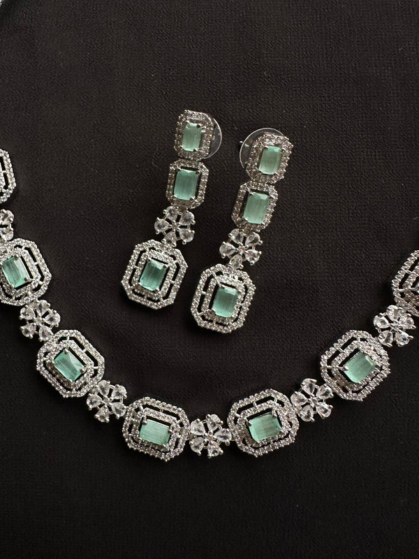 Aqua Elegance Crystal Premium Jewelry Set Necklace & Earrings - Hina Jewellery