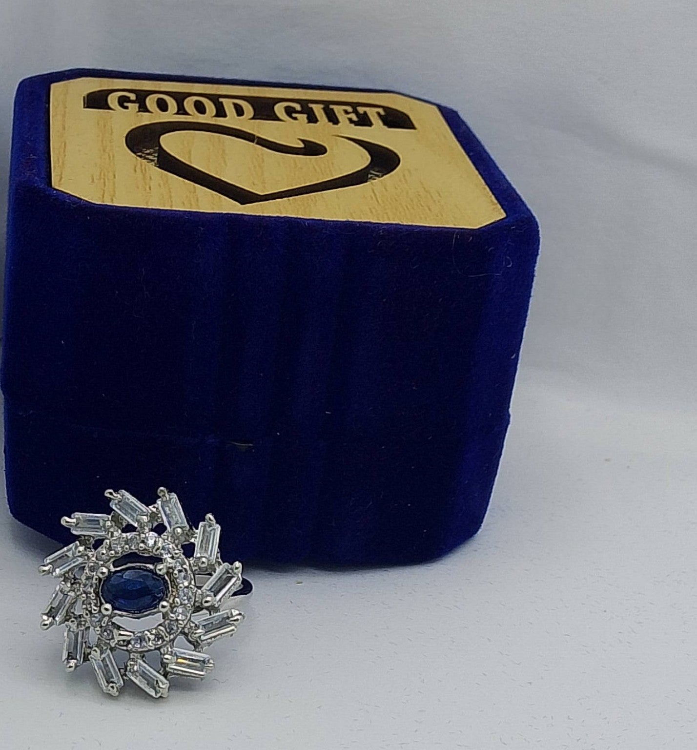 Royal Blue Crystal Statement Ring - Hina Jewellery