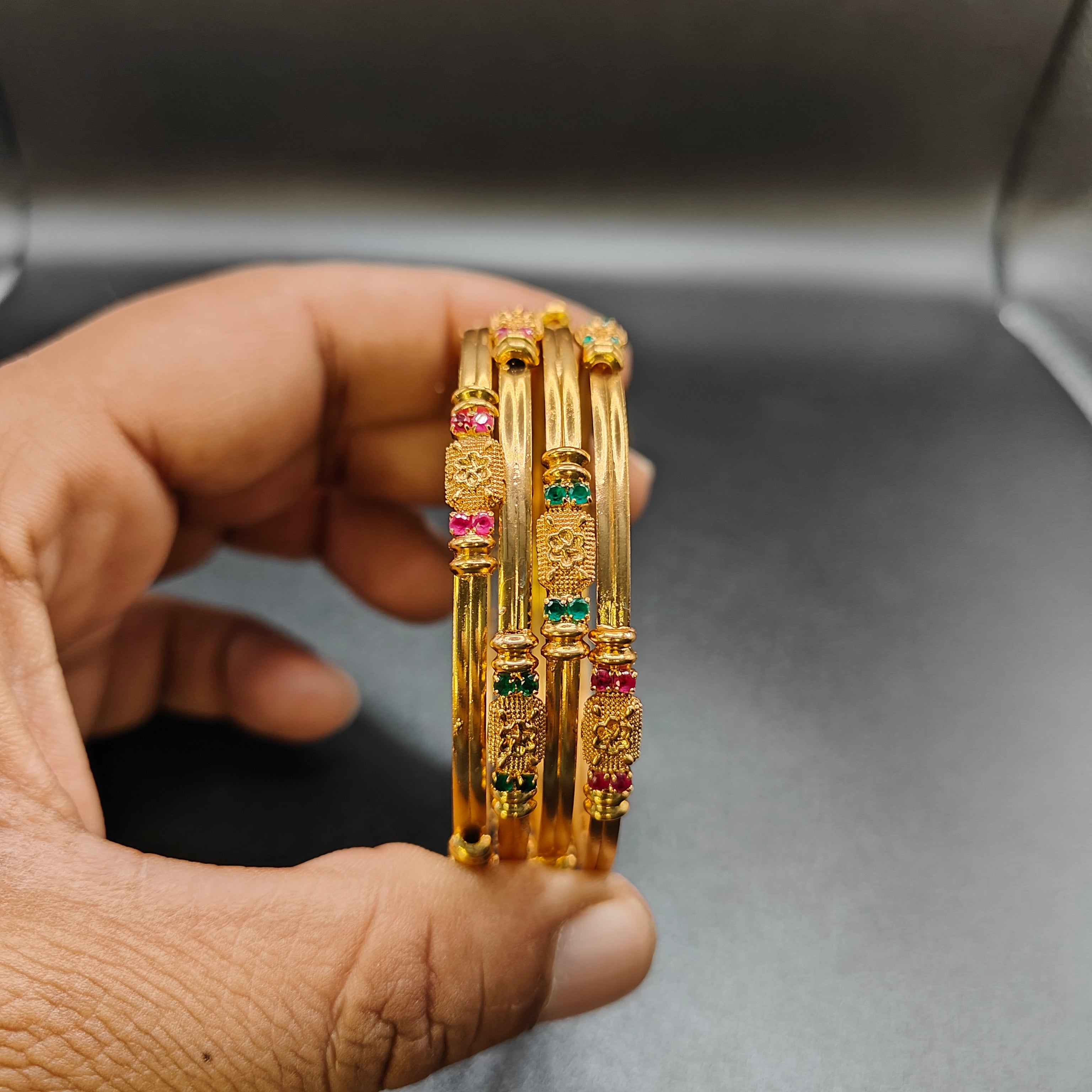 Gold Plated Multicolor Stone Bangles - Aloro Jewels