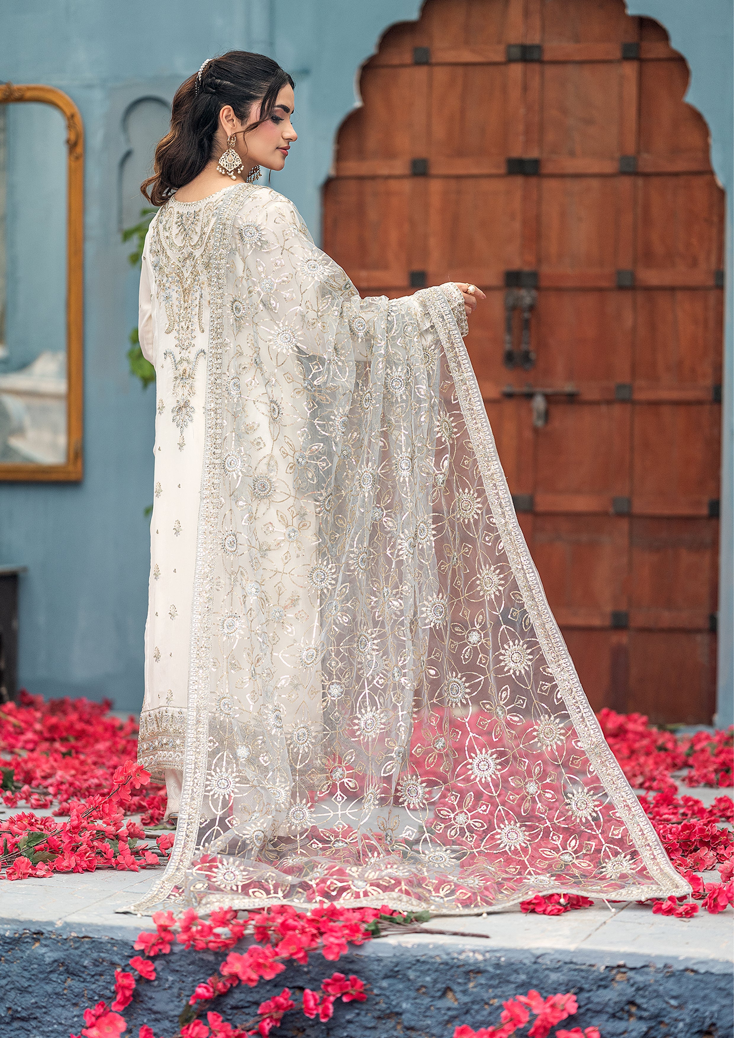 La-Amalia BN-1061 - 3 Piece Semi-Stitched Fancy Heavy Embroidered - Bint-e-Noor