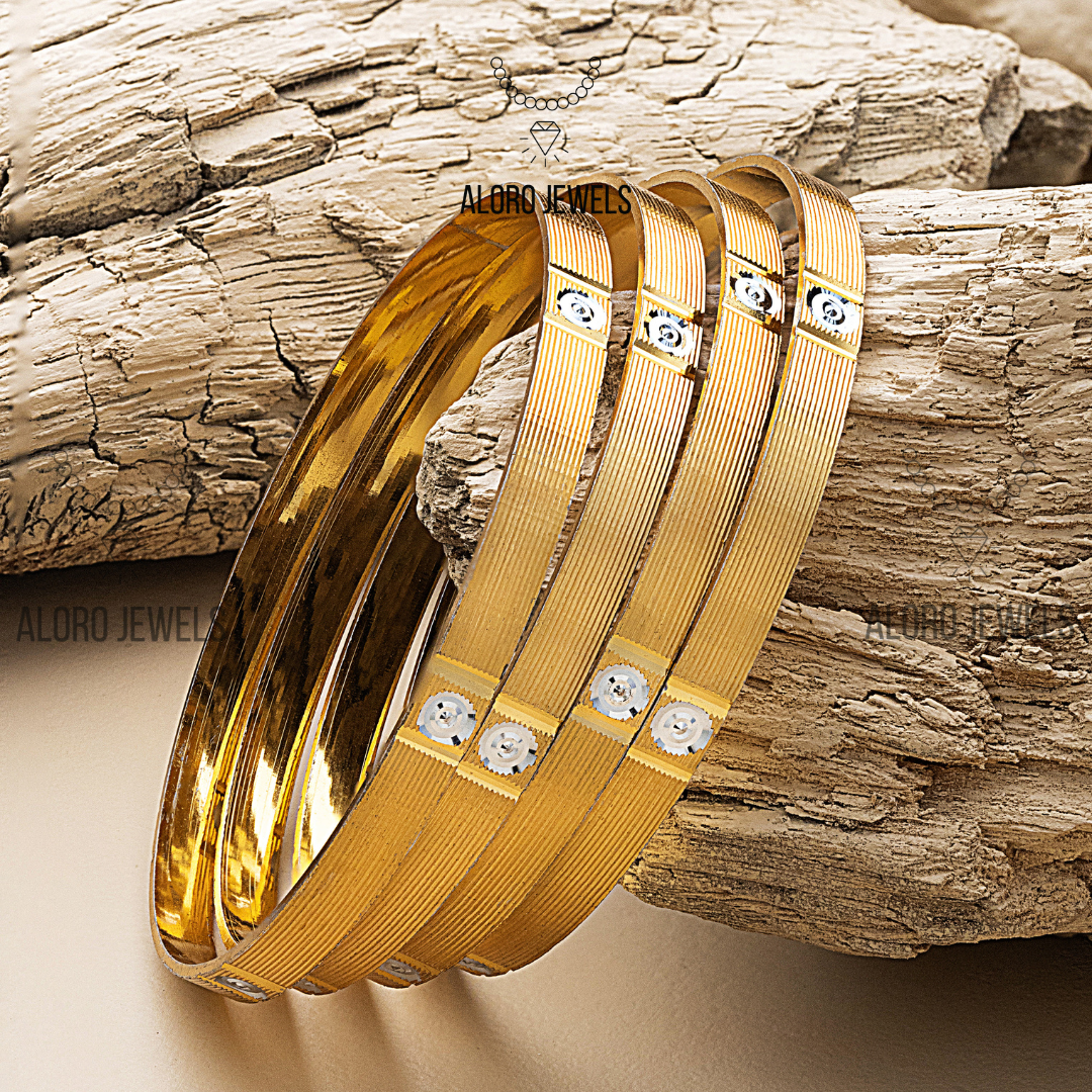 Gold Plated Statement Bangles - Aloro Jewels