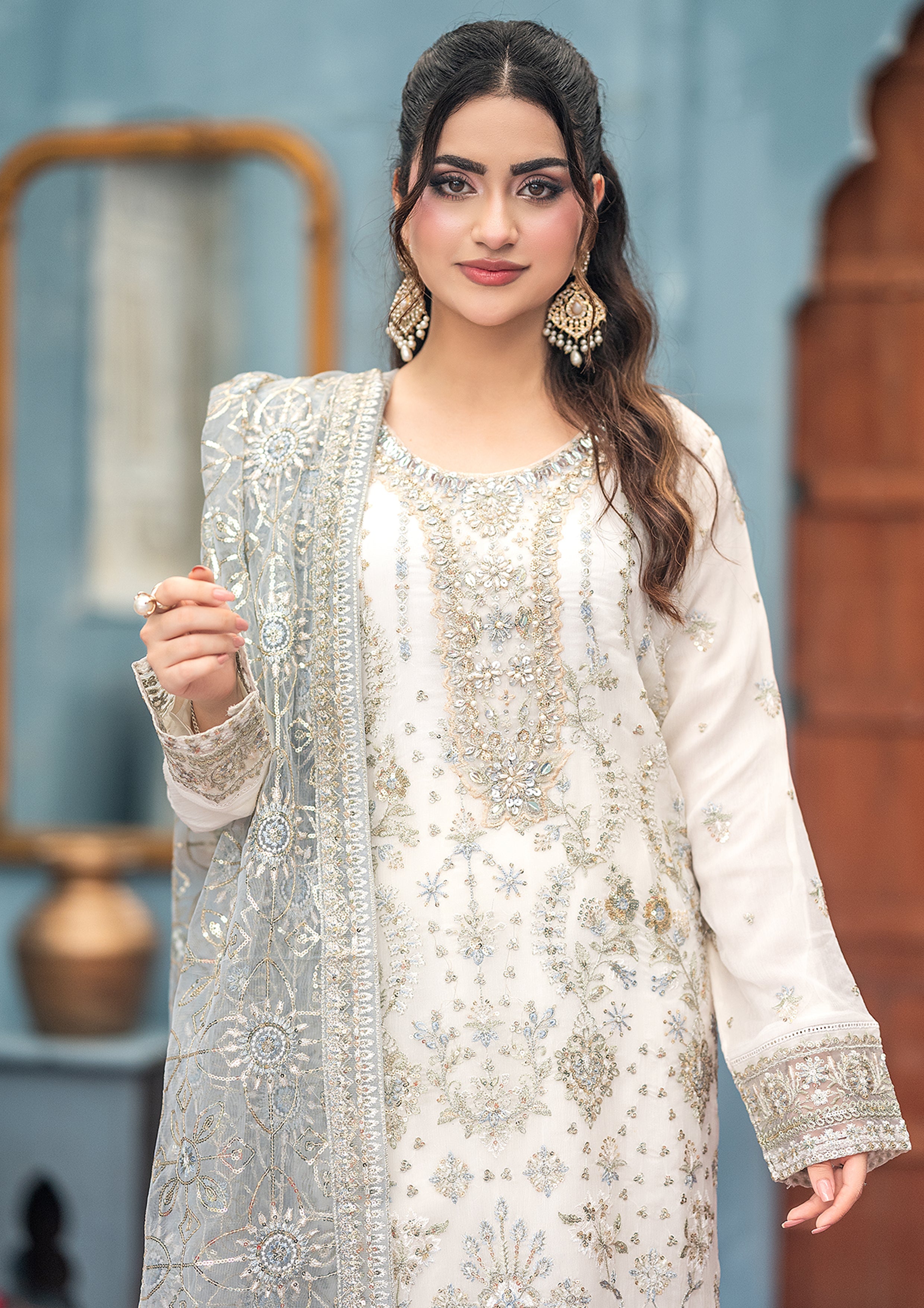 La-Amalia BN-1061 - 3 Piece Semi-Stitched Fancy Heavy Embroidered - Bint-e-Noor