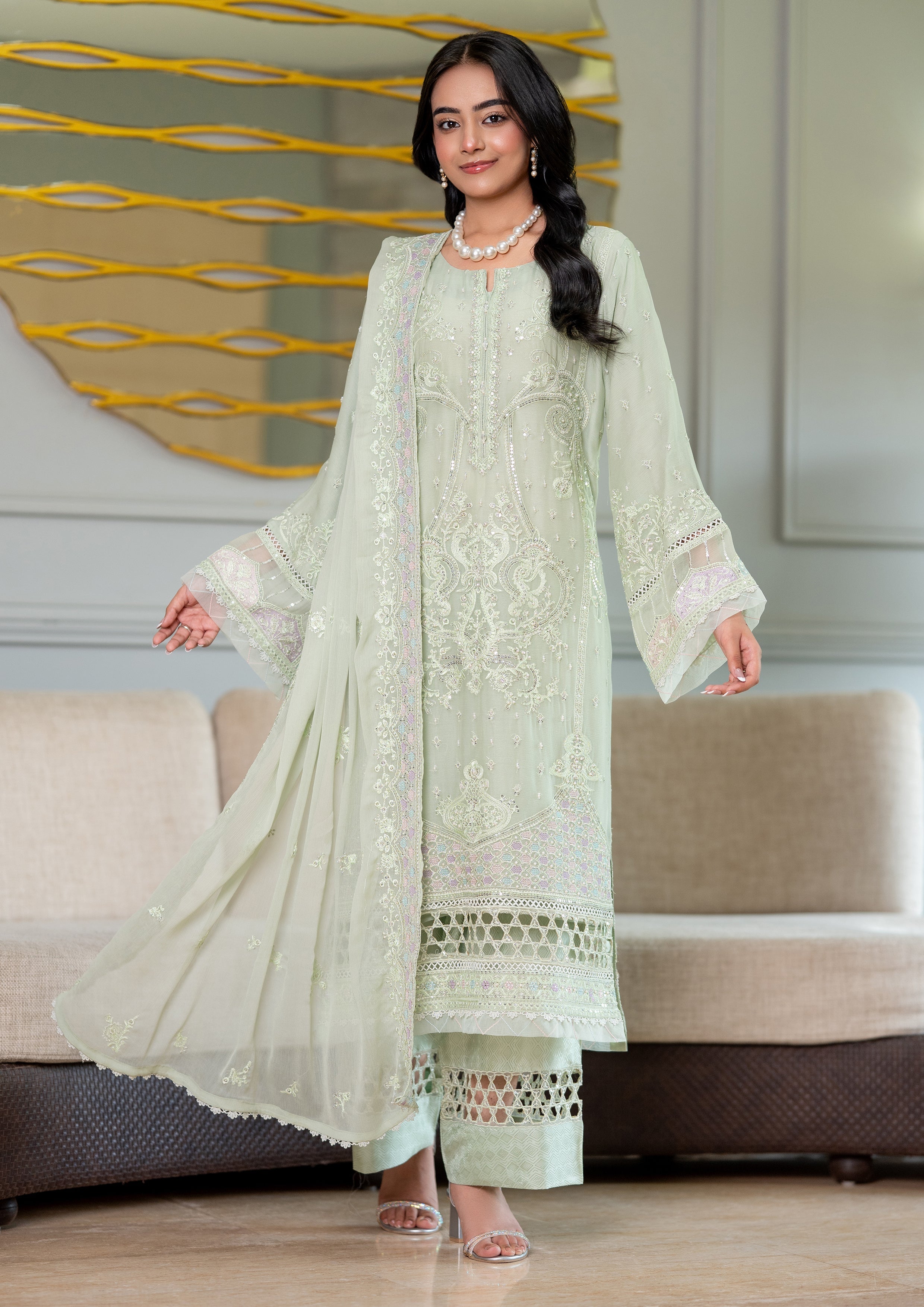 Sejal BN-1084 - 3 Piece Stitched Fancy Heavy Embroidered - Bint-e-Noor