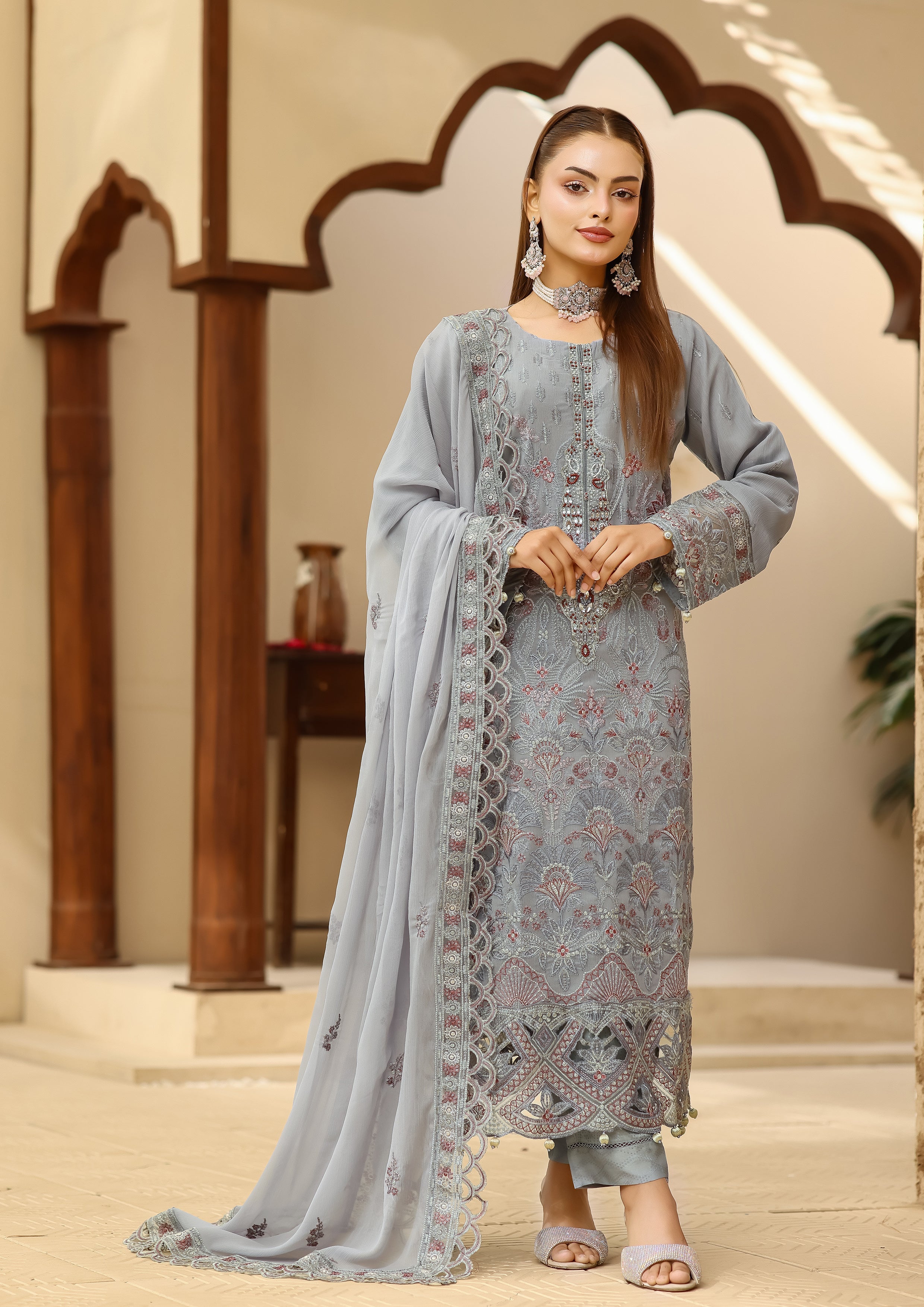 Usha BN-1023 - 3 Piece Stitched Fancy Heavy Embroidered - Bint-e-Noor