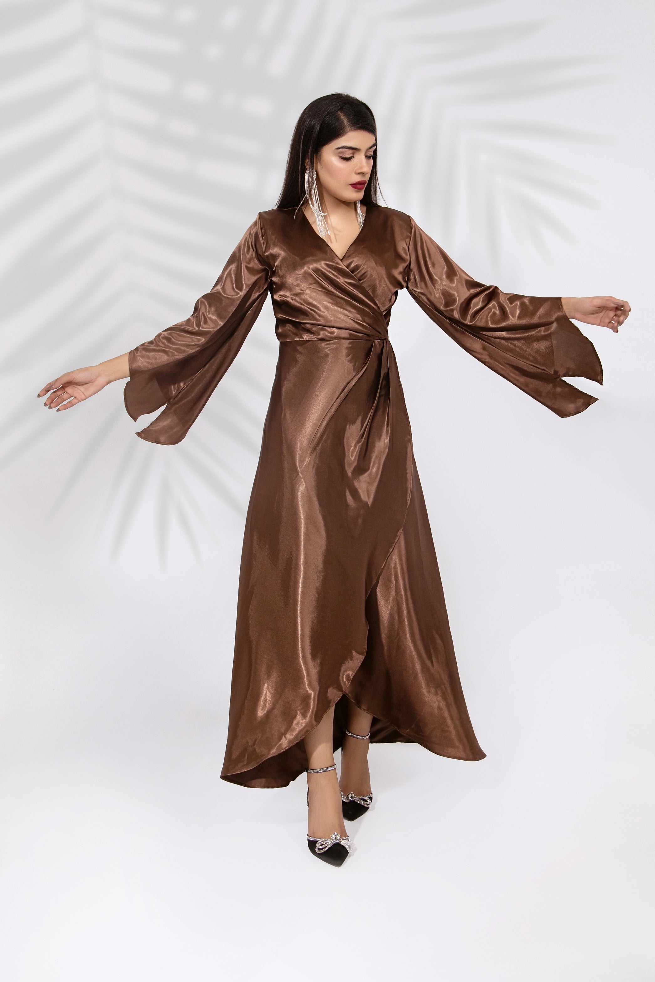 Spaghetti Straps Silk Dress - SYAH