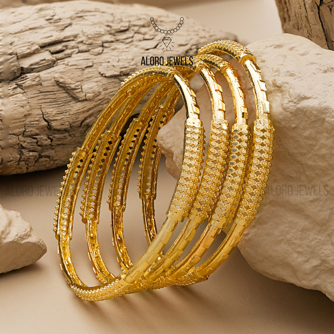 ''Sunehri'' Gold Plated Bangles 4Pcs - Aloro Jewels