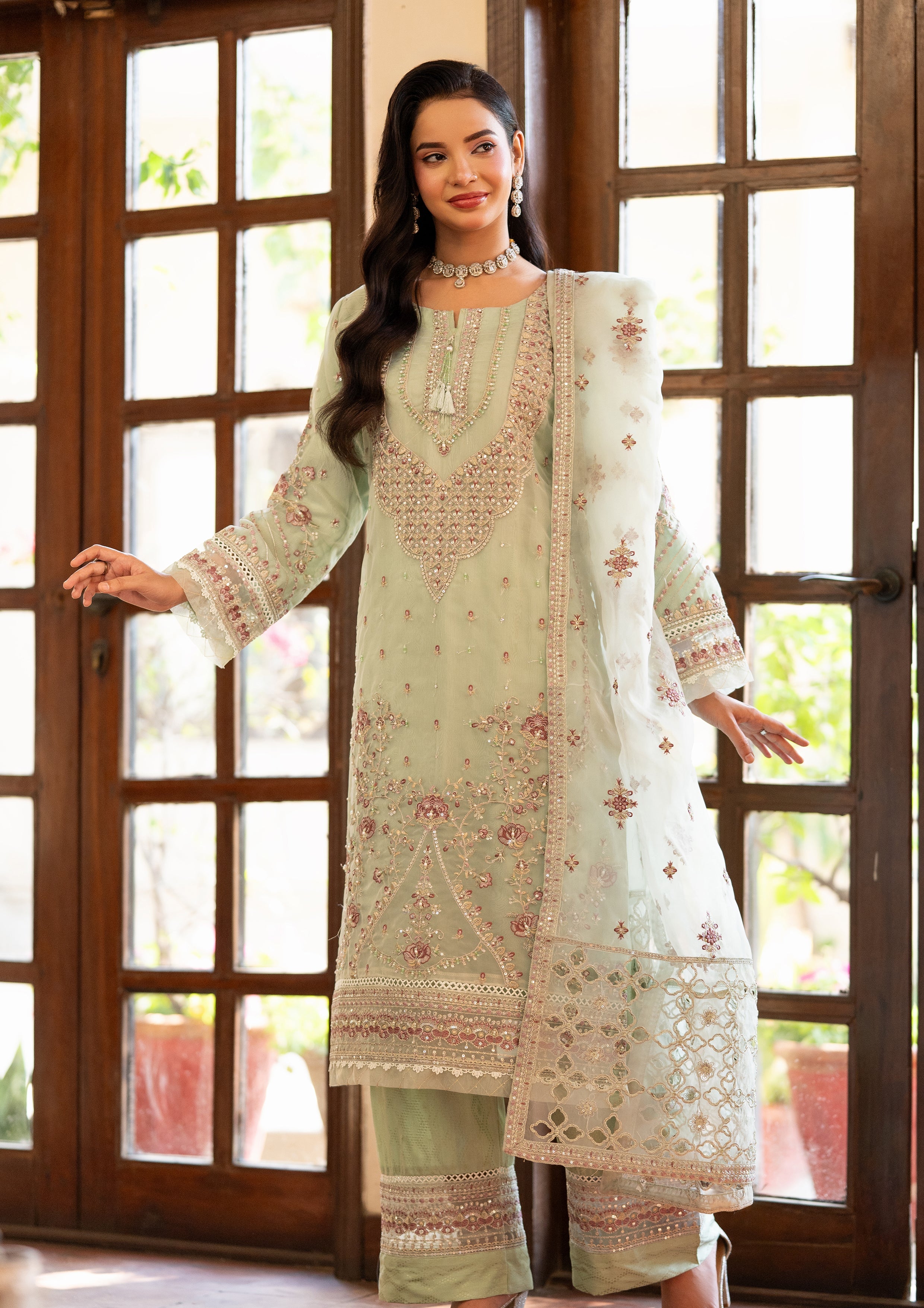 Mishka BN-1045 - 3 Piece Stitched Fancy Heavy Embroidered - Bint-e-Noor