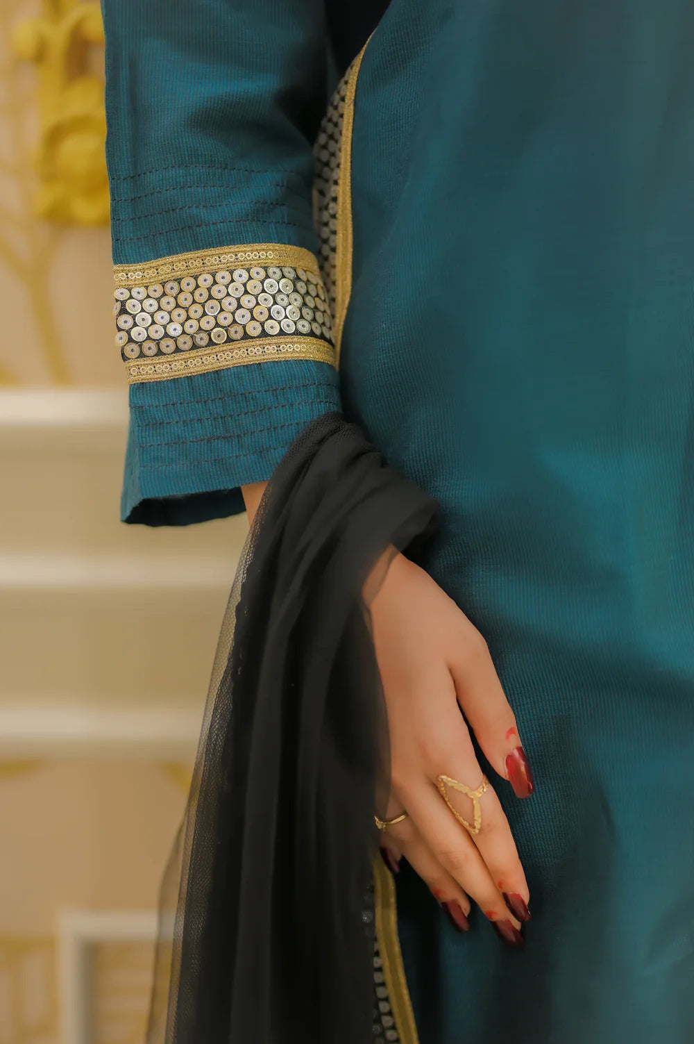Teal Royal Glow 3 Piece Suit -  Shadeforteen