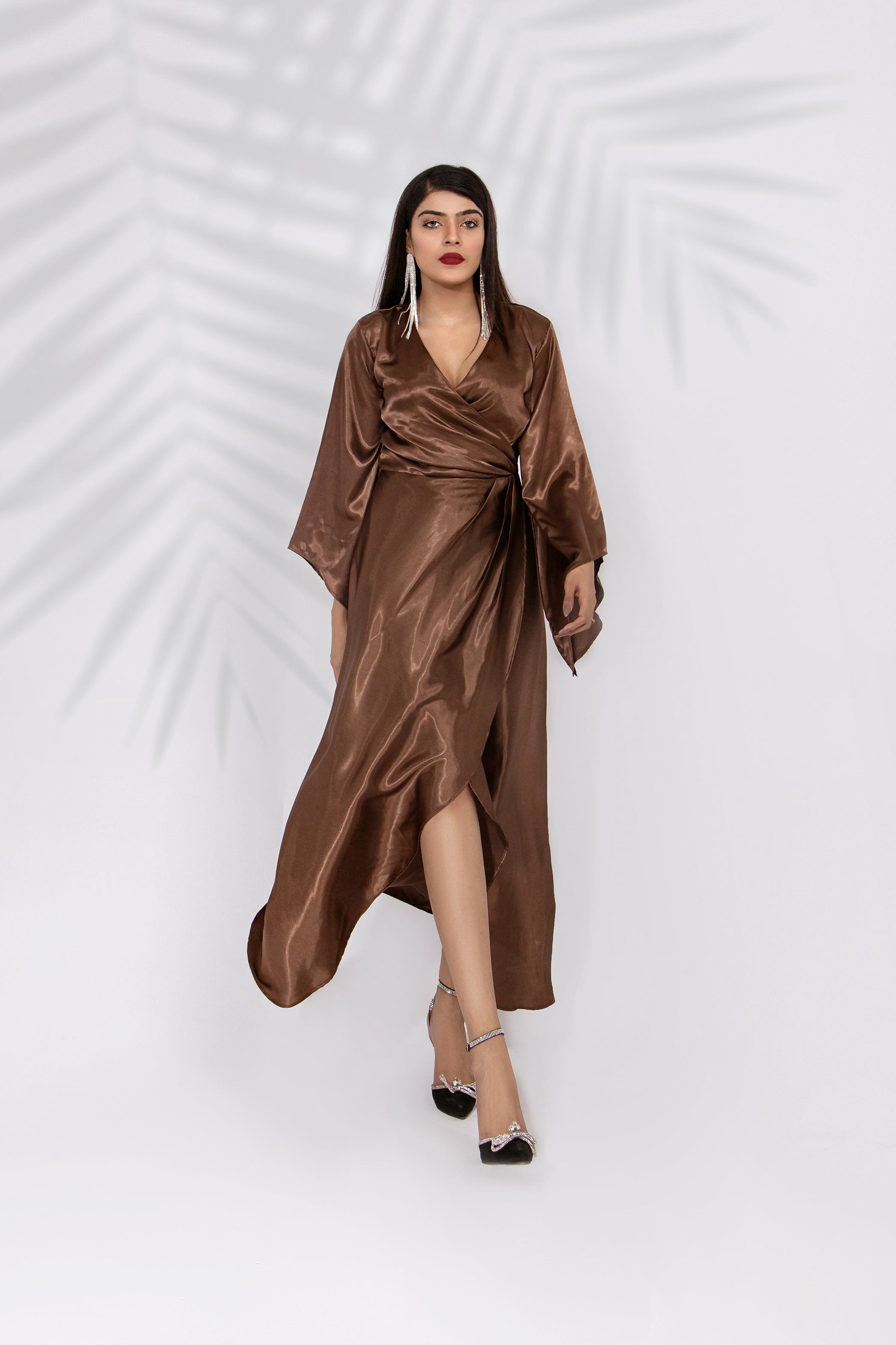 Spaghetti Straps Silk Dress - SYAH