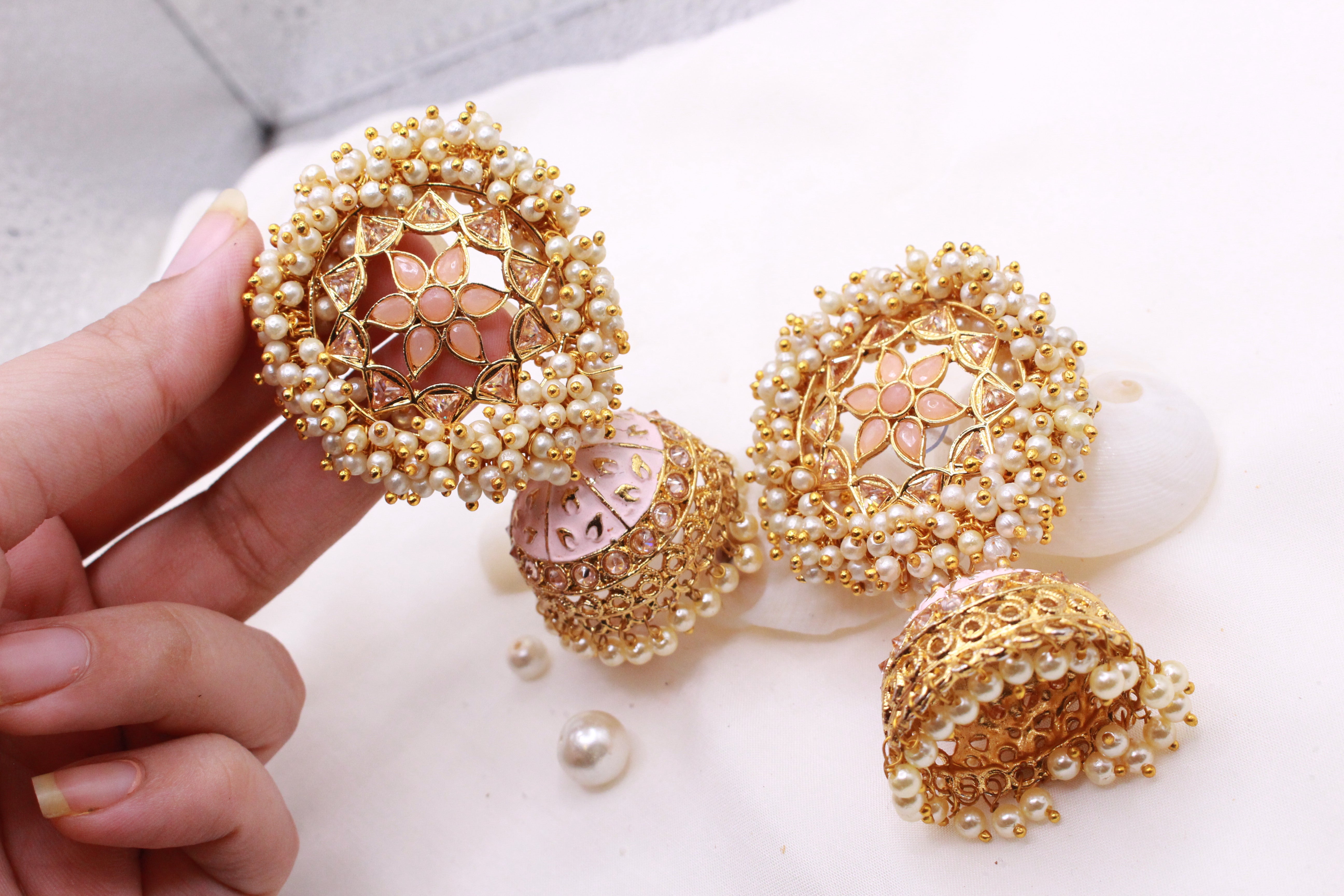 Blush Pearl Jhumke - Aloro Jewels