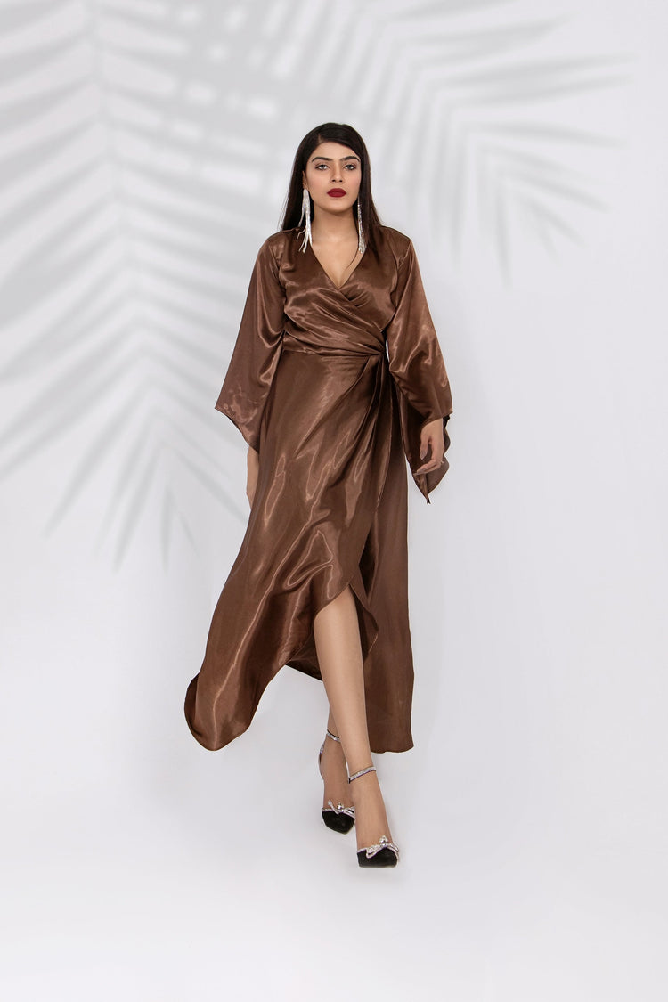 Spaghetti Straps Silk Dress - SYAH