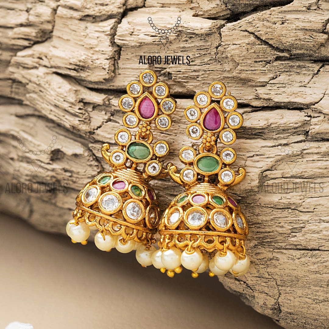 Multicolour Jadau Earrings - Aloro Jewels