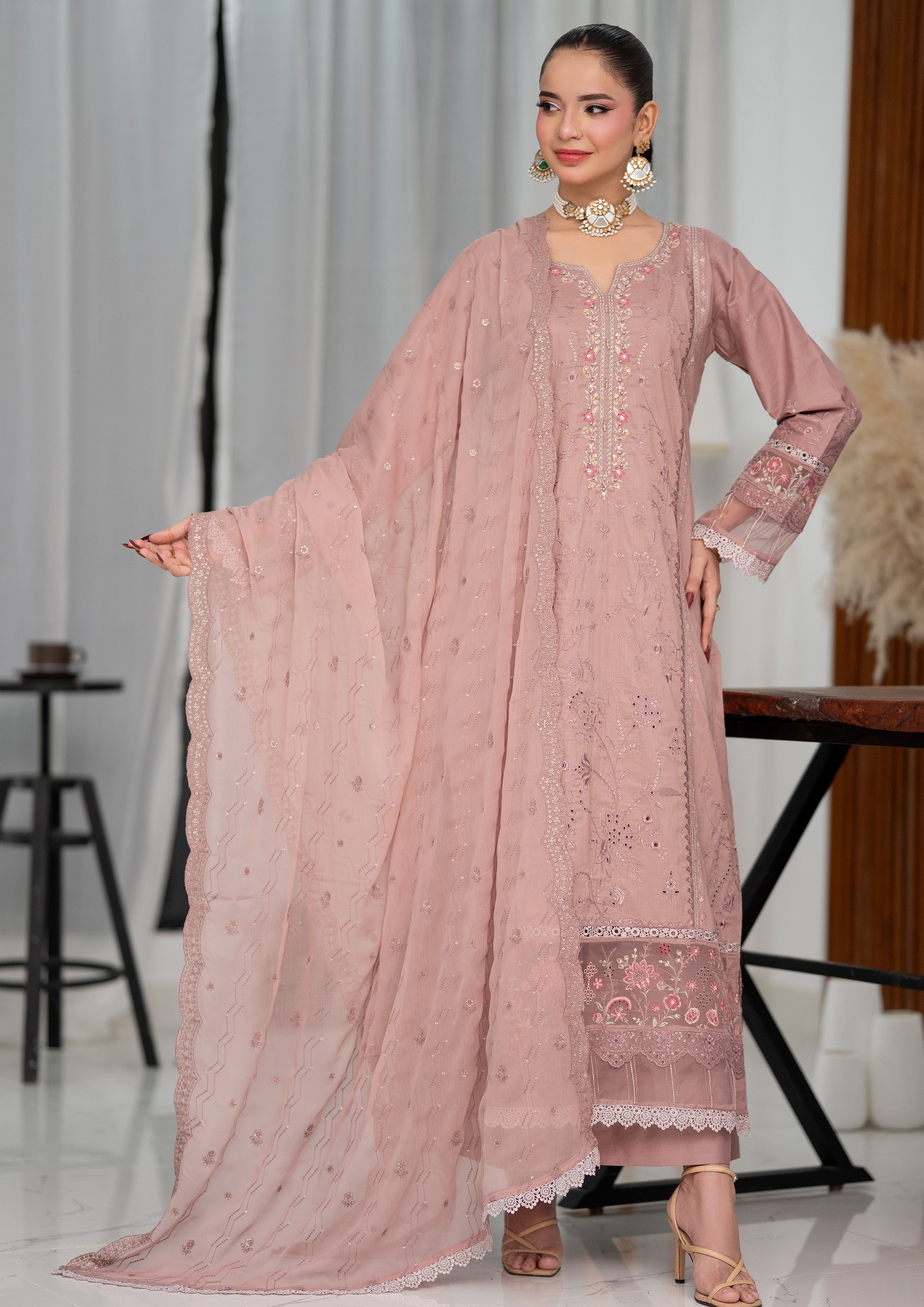 Anfa BN-1122 - 3 Piece Stitched Fancy Heavy Embroidered - Bint-e-Noor
