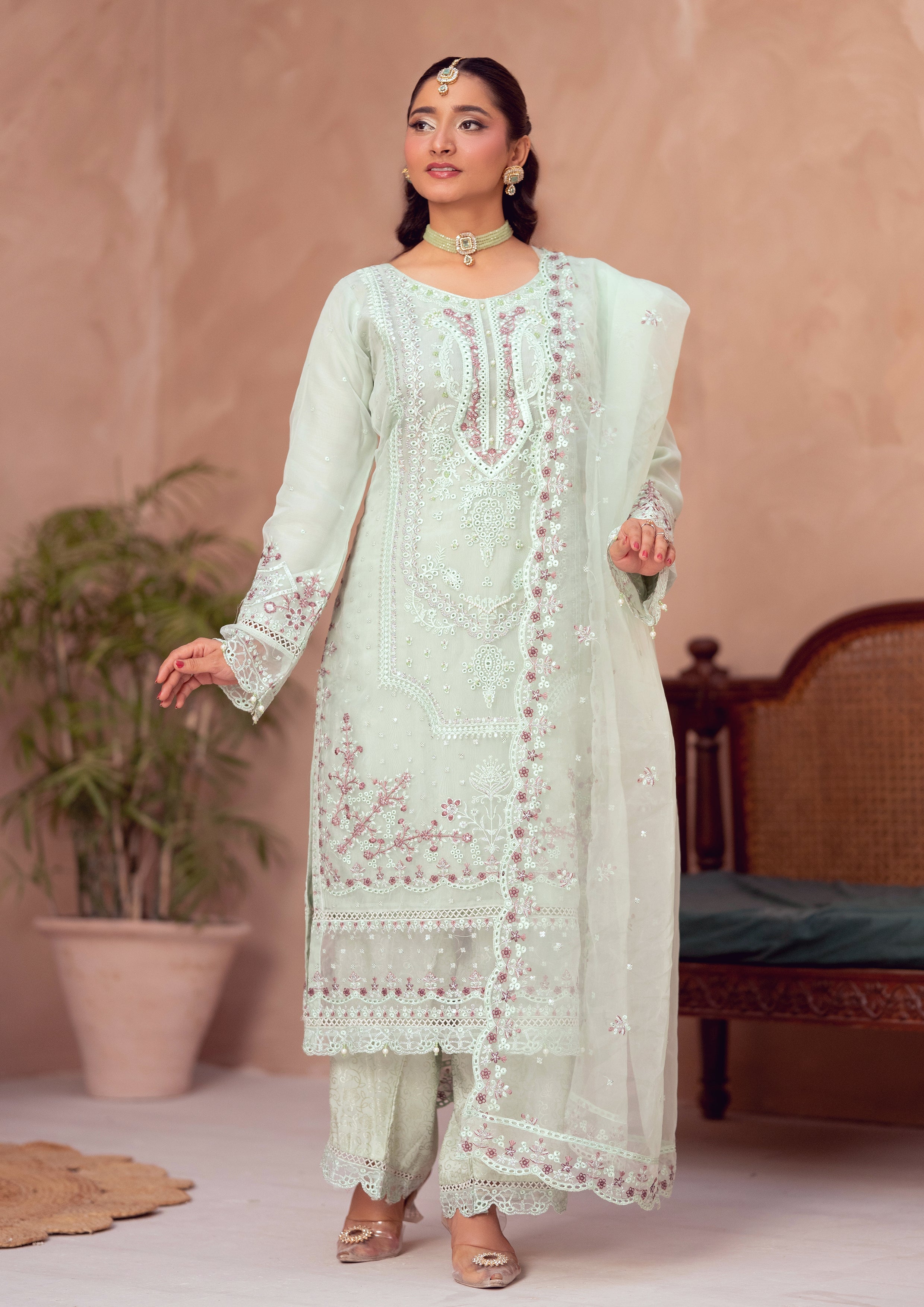 Rafiya BN-1099 - 3 Piece Stitched Fancy Heavy Embroidered - Bint-e-Noor