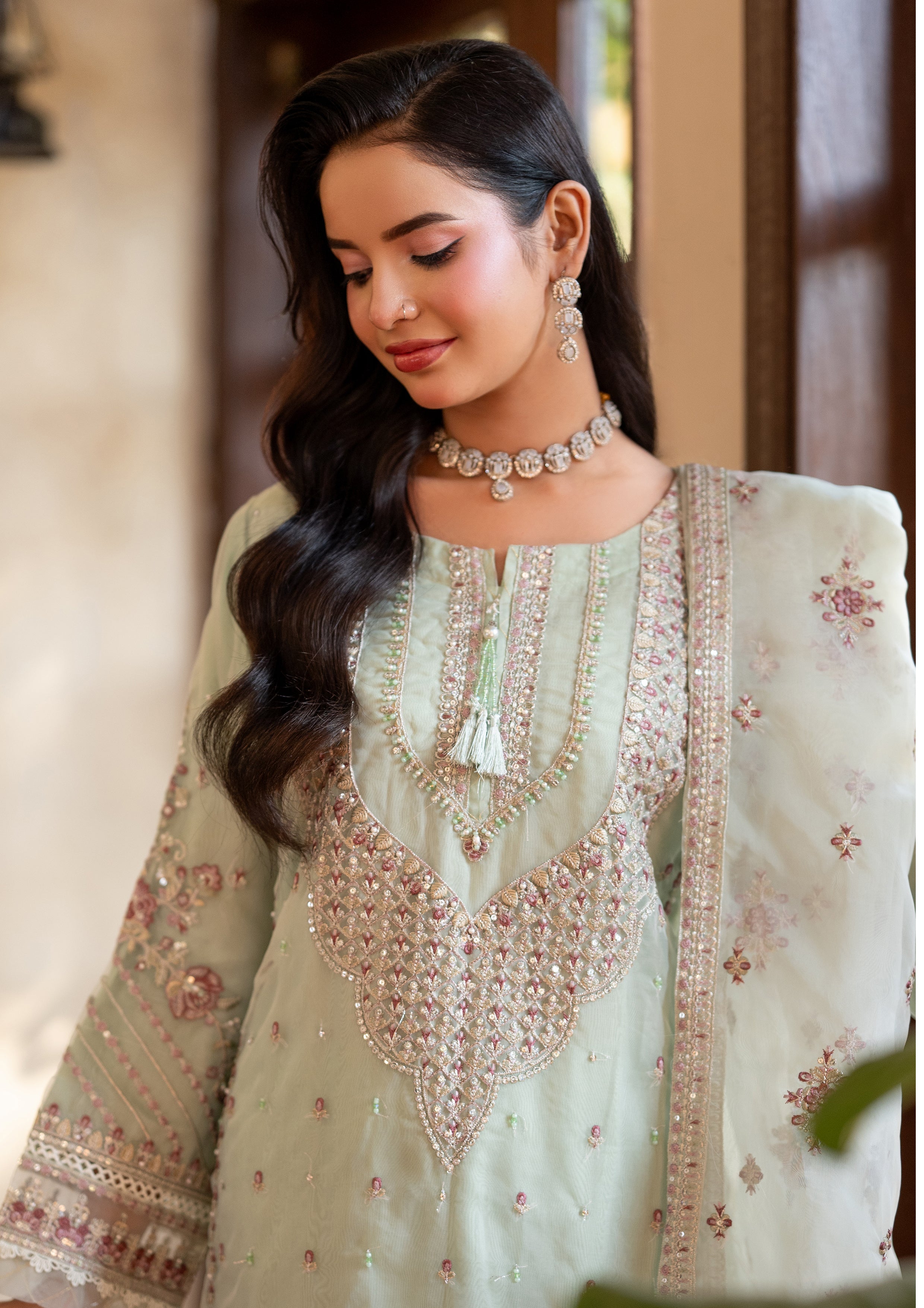 Mishka BN-1045 - 3 Piece Stitched Fancy Heavy Embroidered - Bint-e-Noor