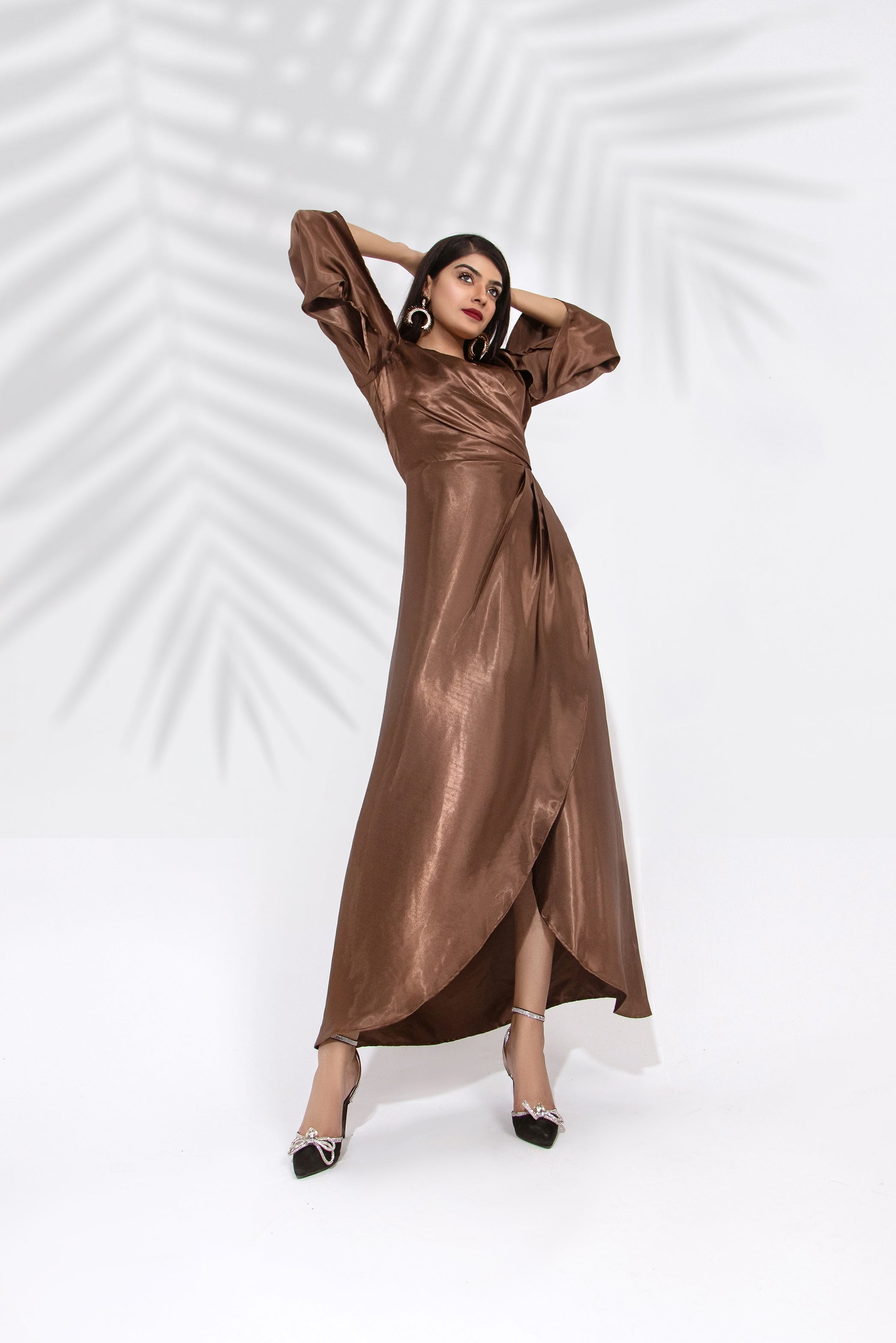 Spaghetti Straps Silk Dress - SYAH