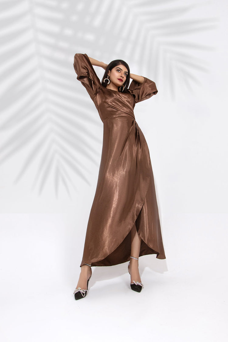 Spaghetti Straps Silk Dress - SYAH