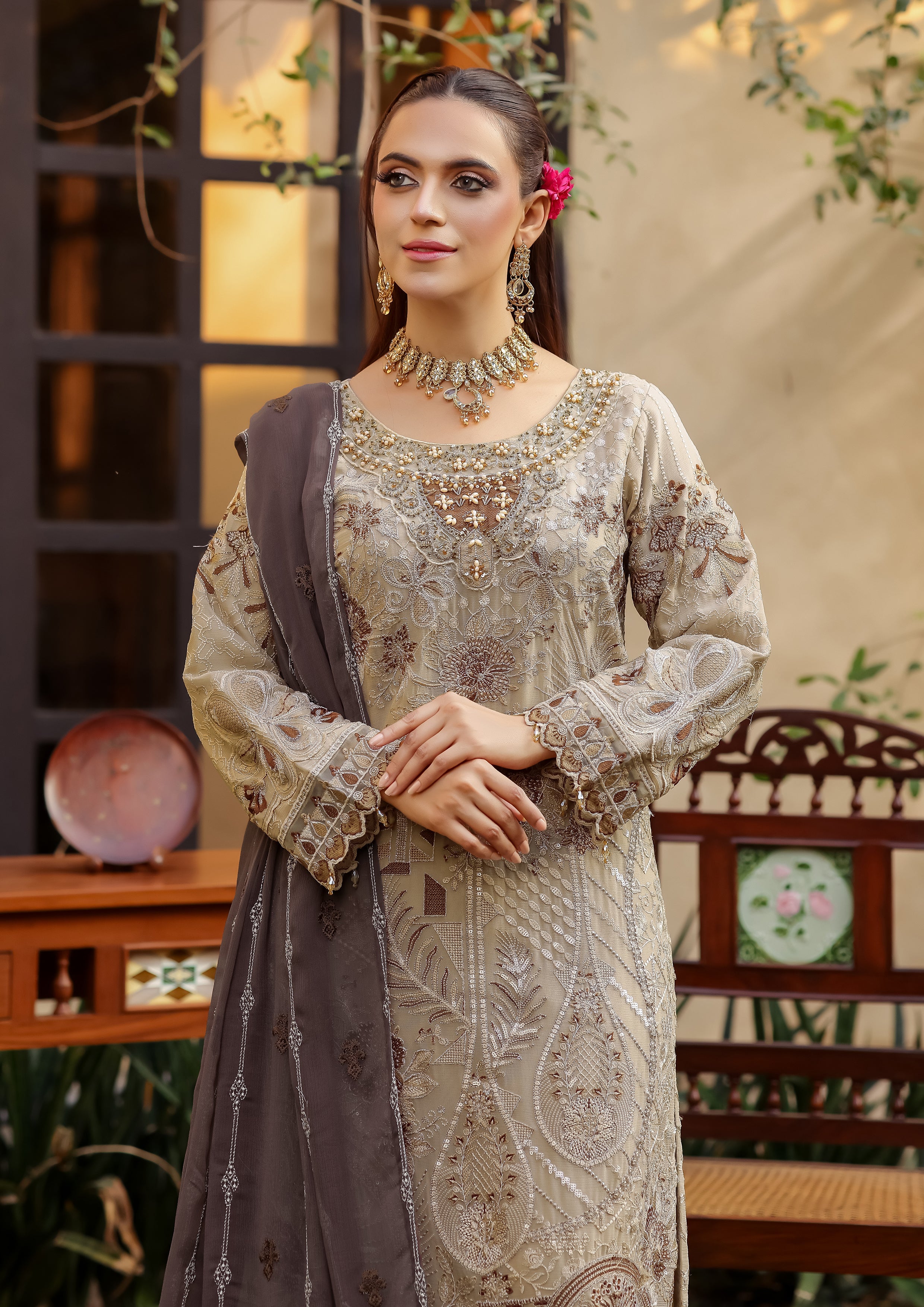 Elva BN-1019 - 3 Piece Stitched Fancy Heavy Embroidered - Bint-e-Noor