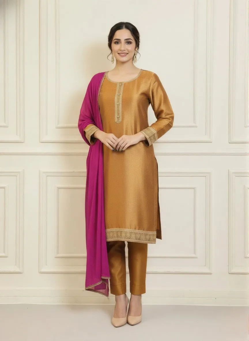 3 Piece Embroidered Suit