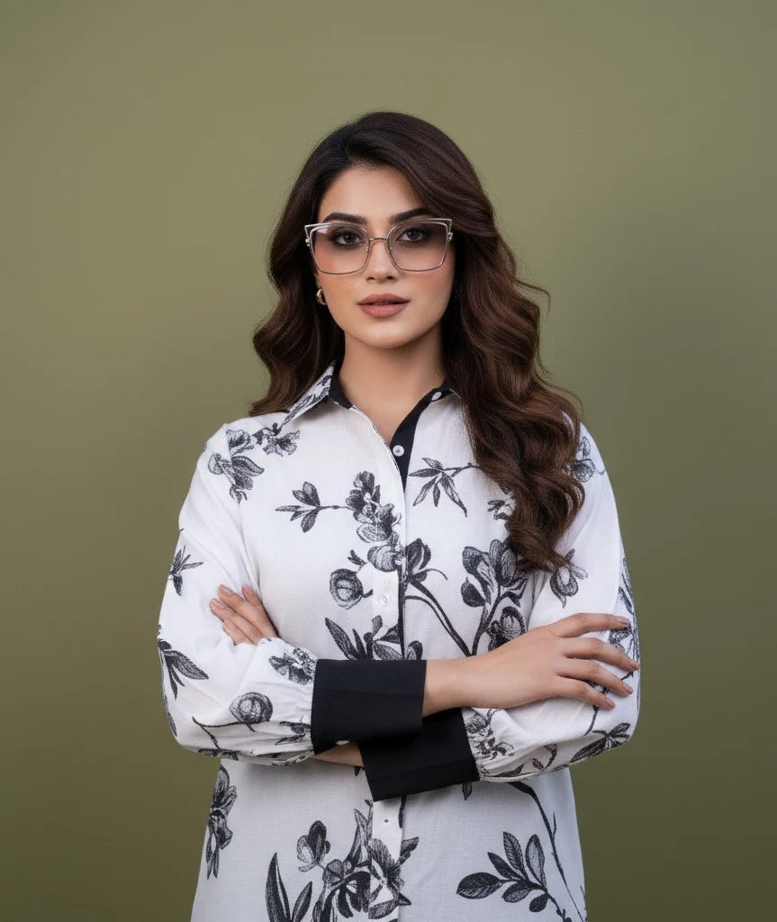 1 Piece Printed  Cotton Stitched Shirt